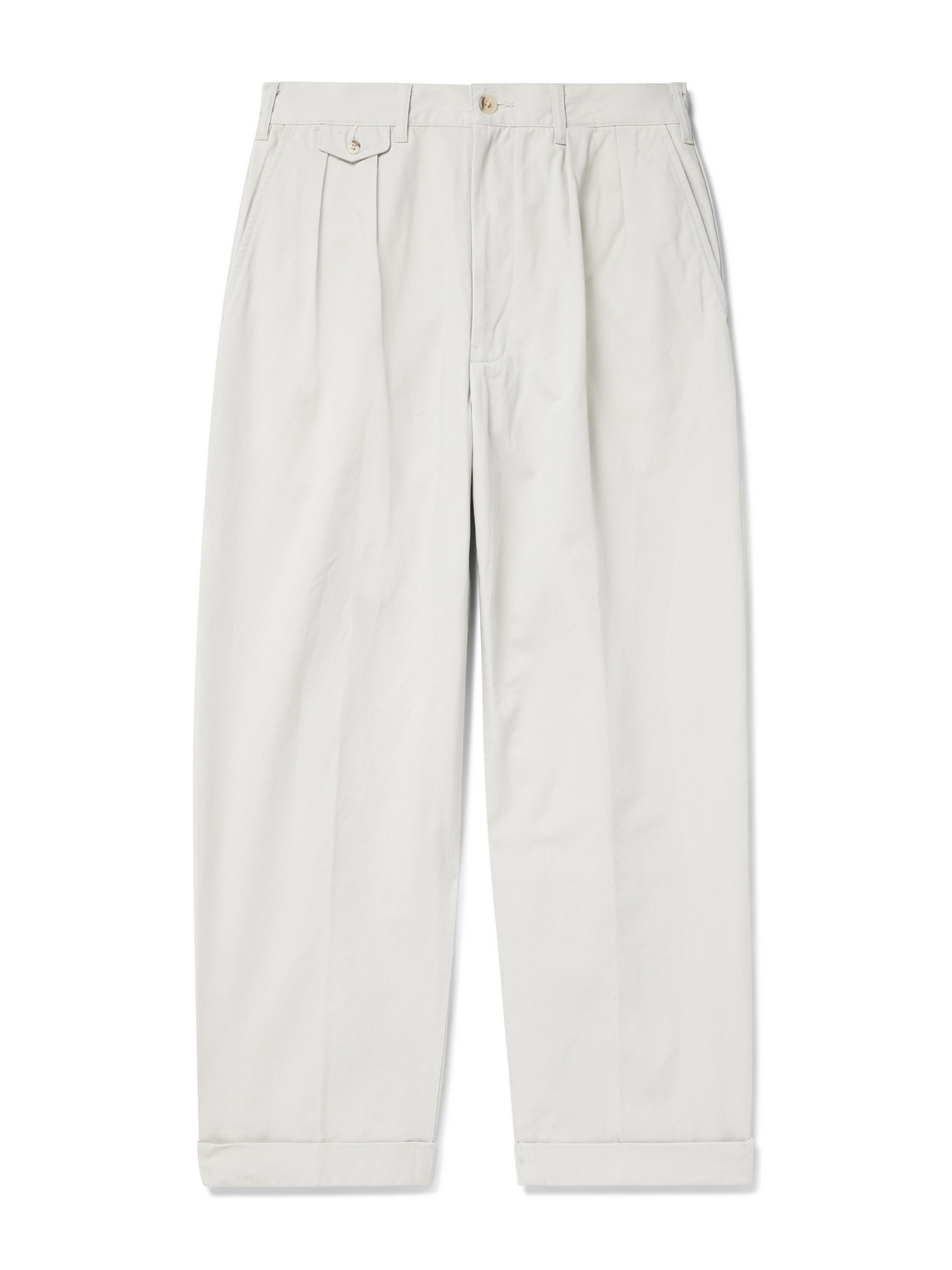 Beams Tapered Pleated Cotton-twill Trousers In Neutrals