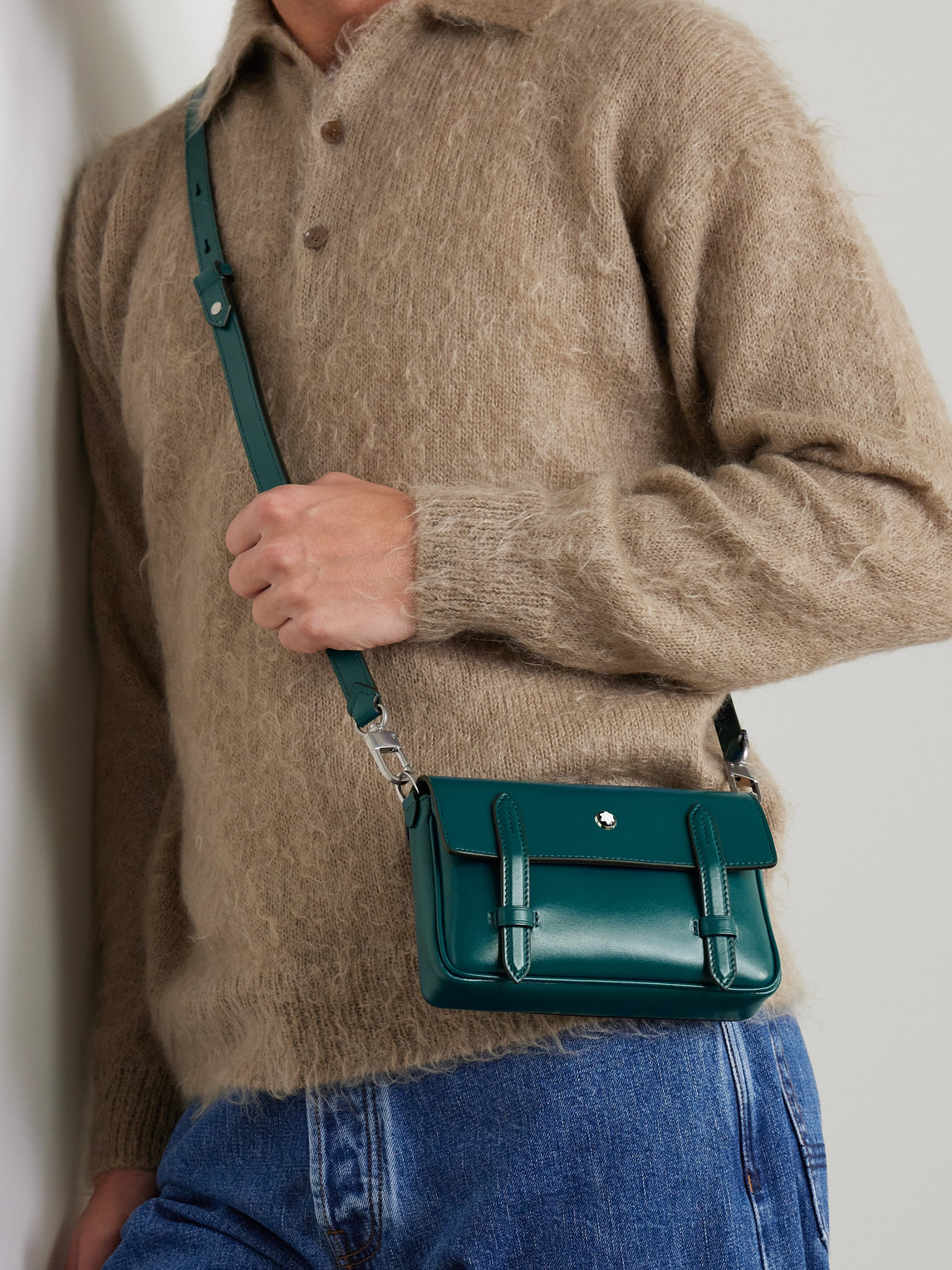 Montblanc Meisterstück Mini Leather Messenger Bag In Blue