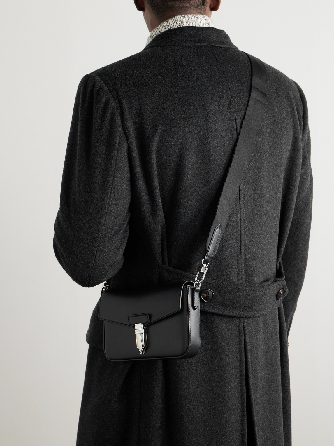 Montblanc Leather Messenger Bag In Black