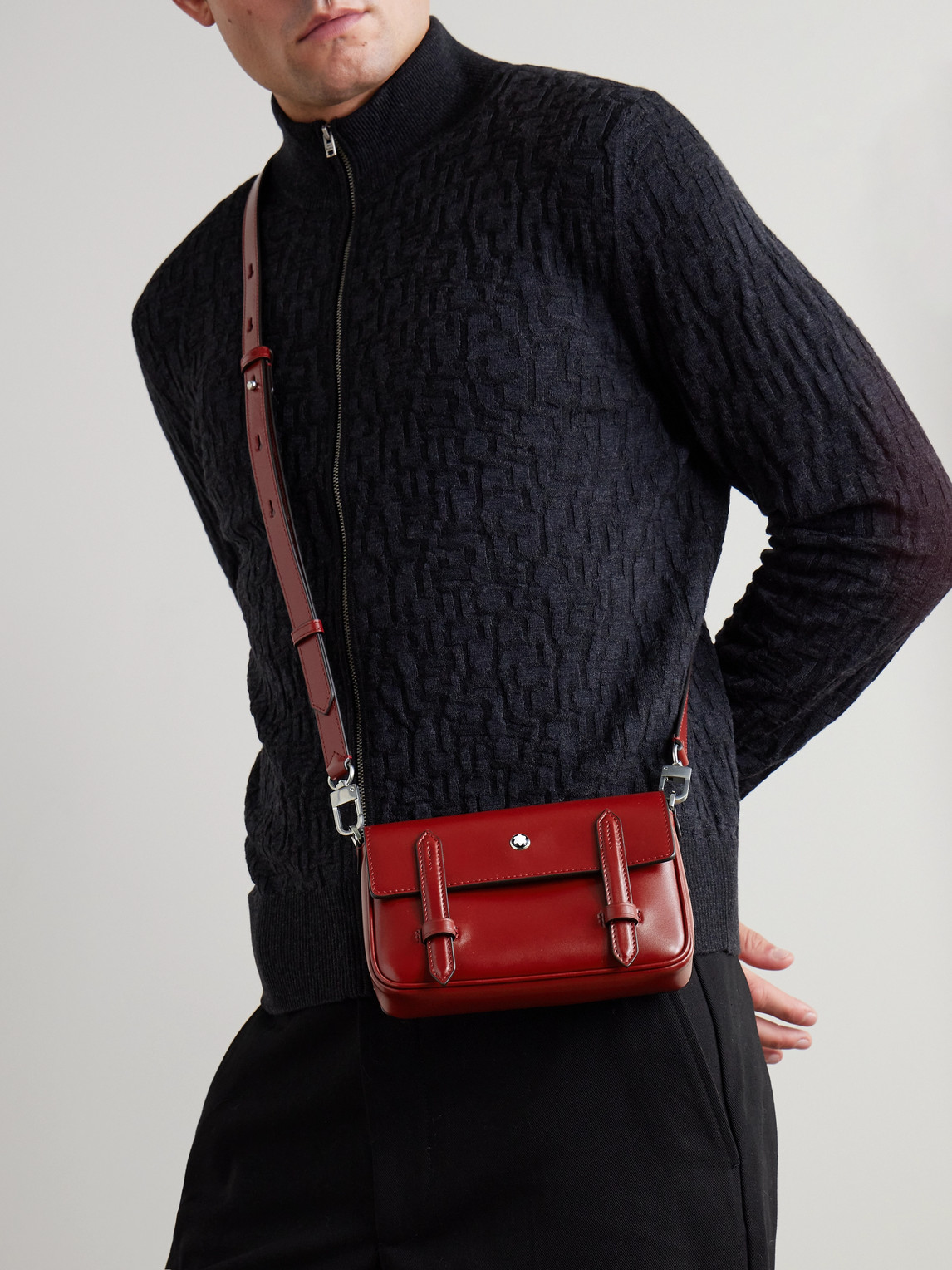 Montblanc Meisterstück Mini Leather Messenger Bag In Red