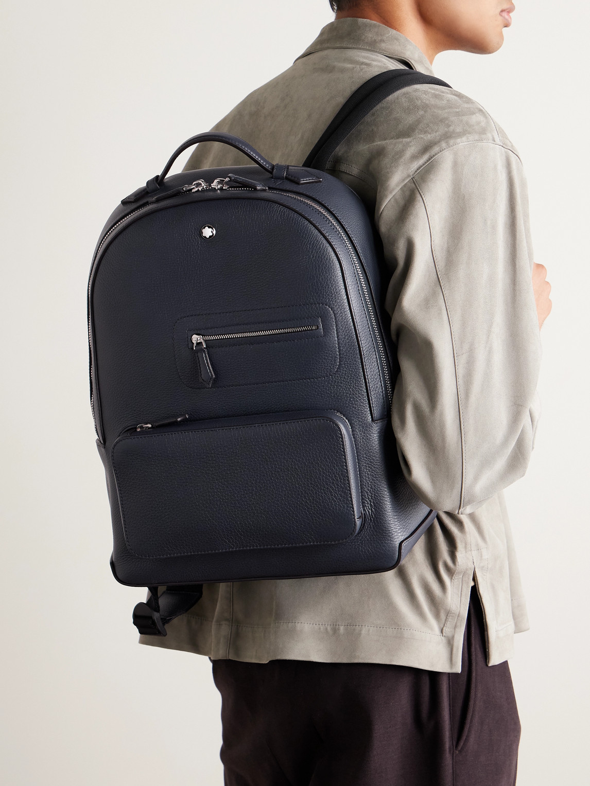 Shop Montblanc Full-grain Leather Backpack