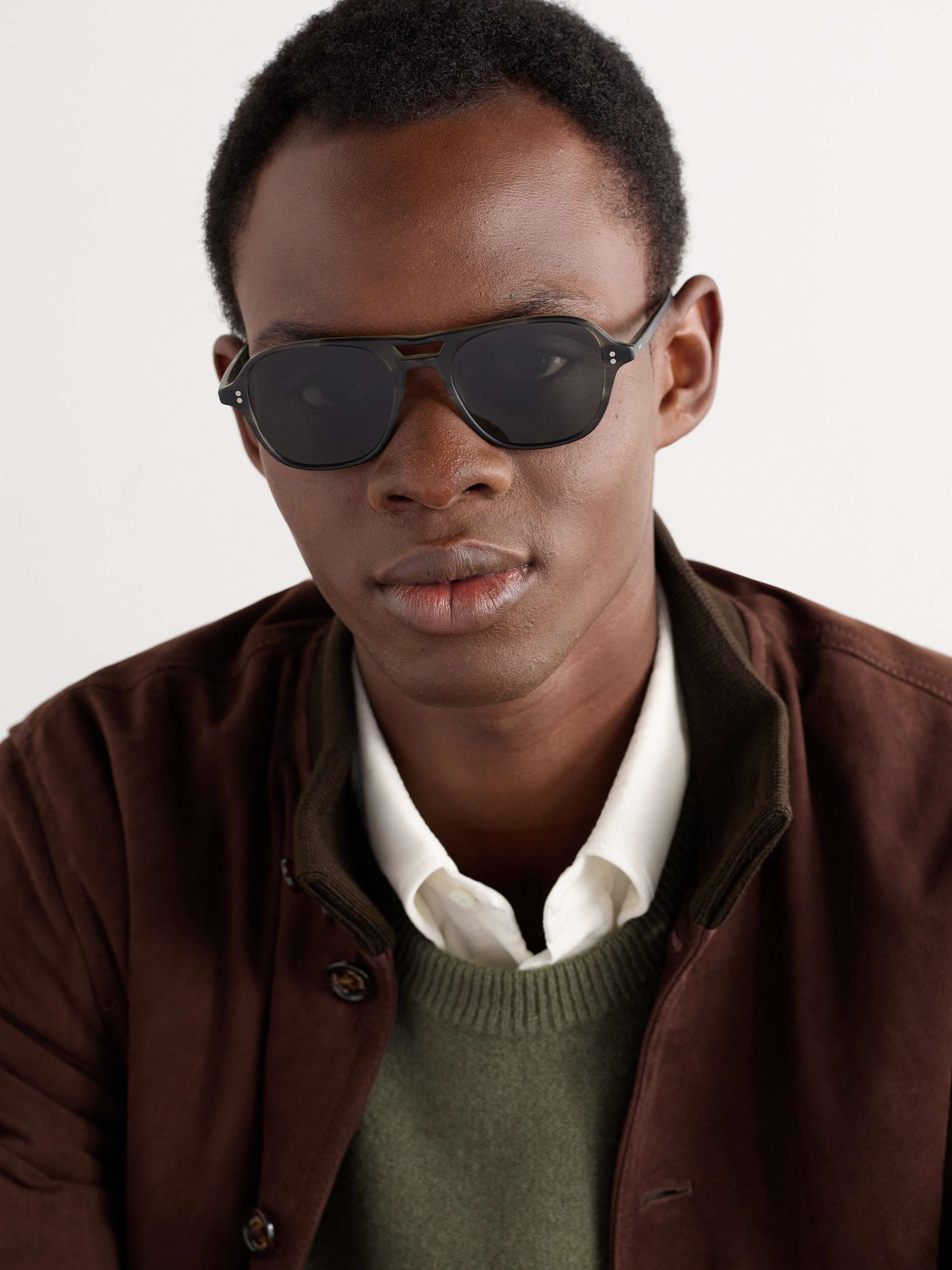 GARRETT LEIGHT CALIFORNIA OPTICAL Doc Aviator-Style Acetate Sunglasses