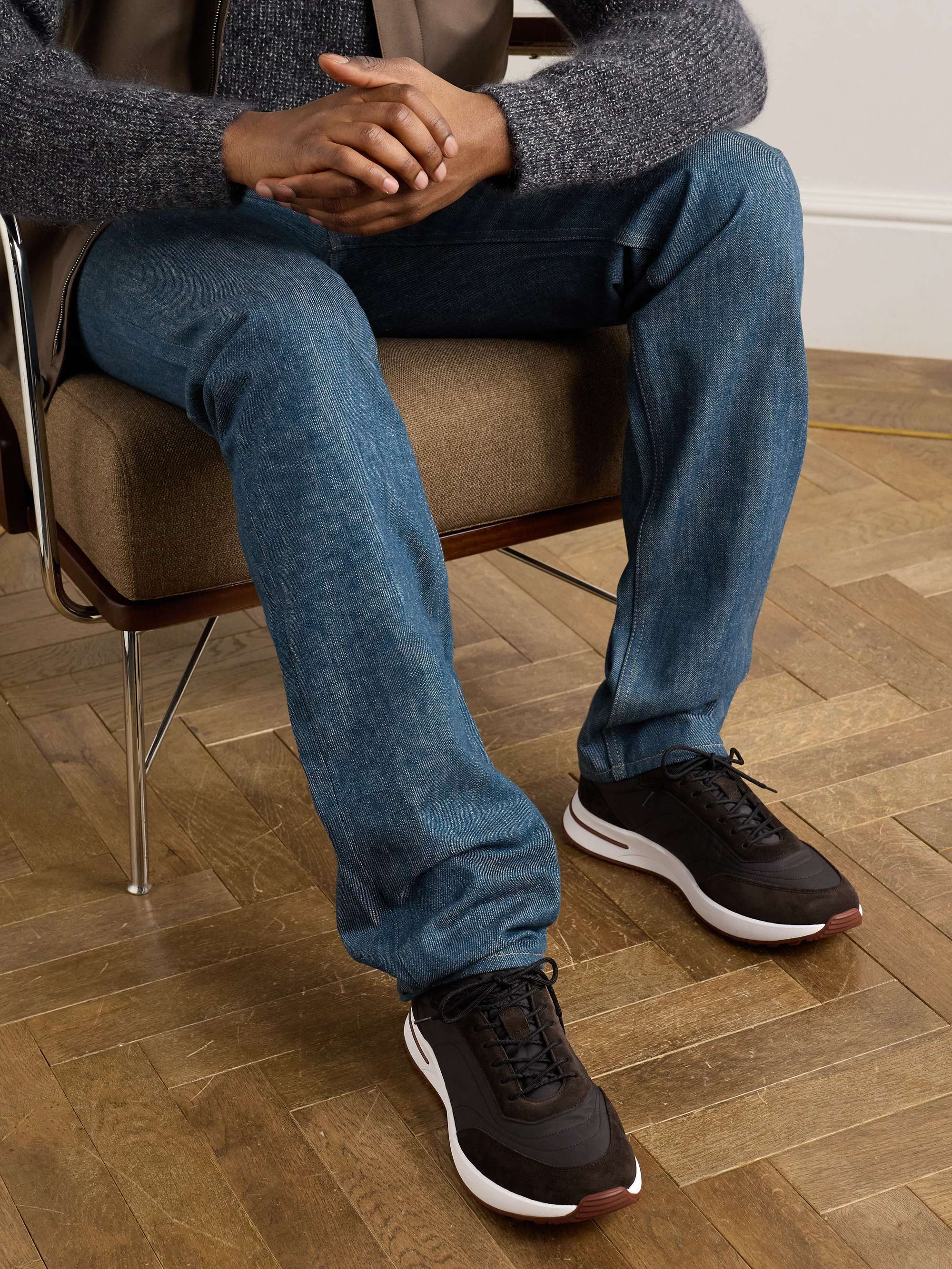 LORO PIANA Weekend Walk Suede-Trimmed Shell Sneakers