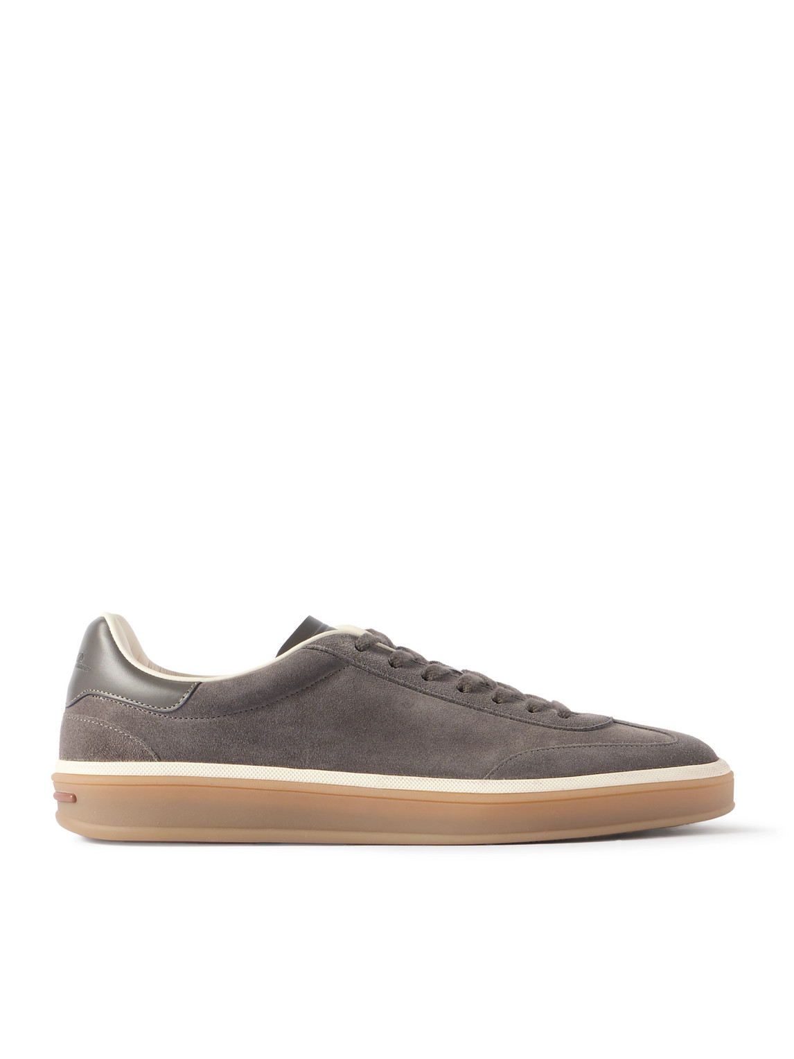 Loro Piana Tennis Walk Leather-trimmed Suede Sneakers In Gray
