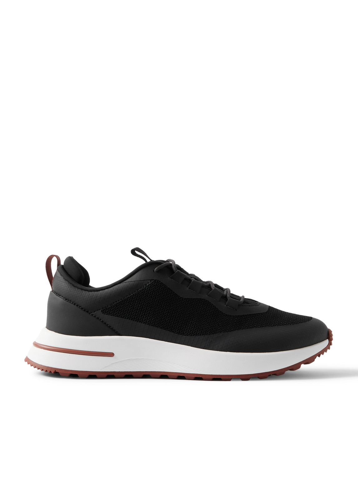 Weekend Walk Leather-Trimmed Mesh Sneakers