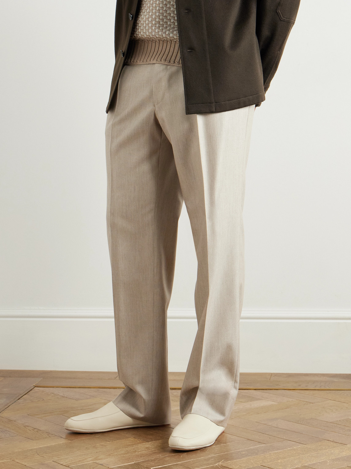 Loro Piana Anton Walk Leather Loafers In Neutral