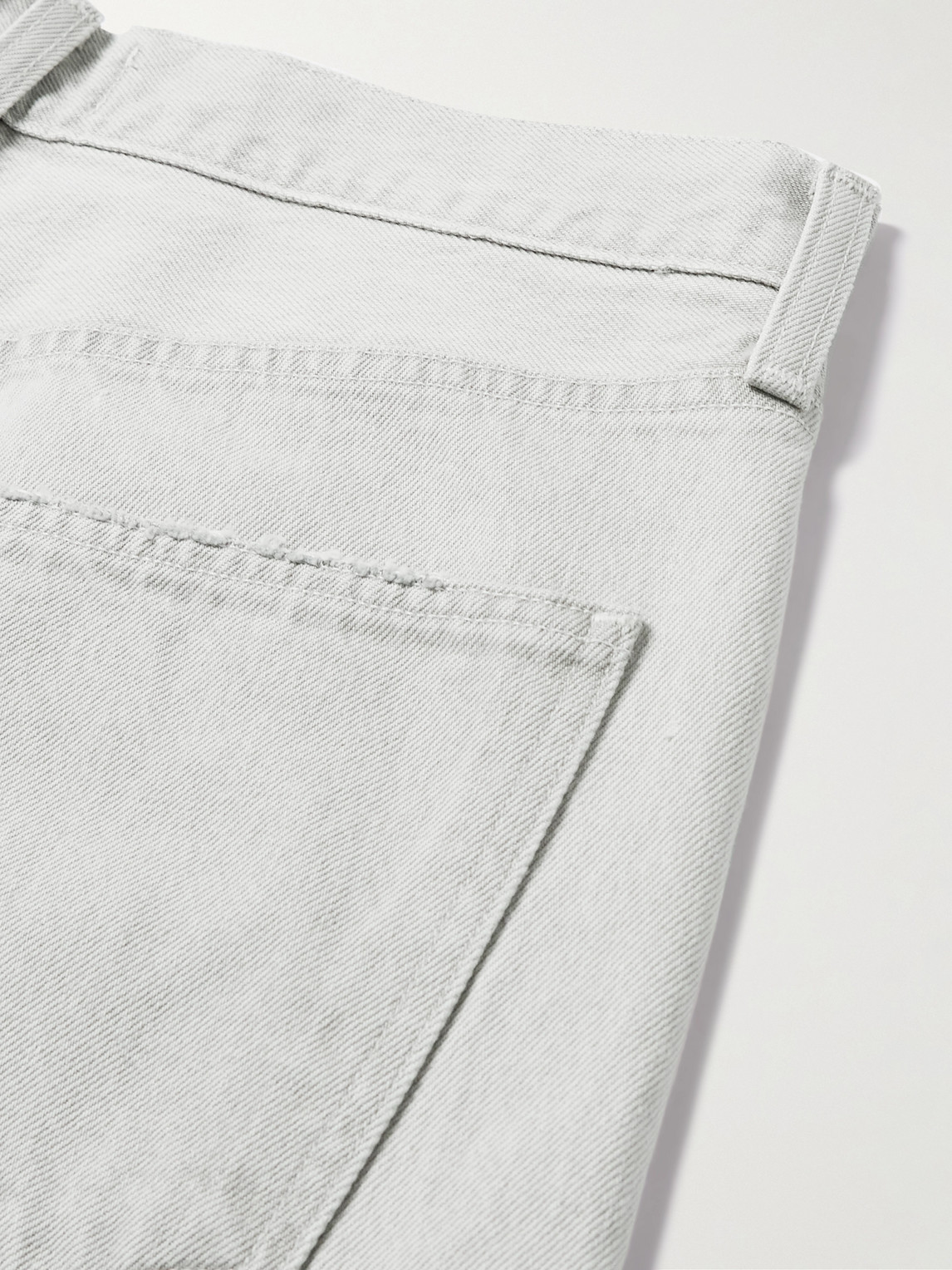 Agolde Anson Straight-leg Frayed Organic Denim Shorts In White