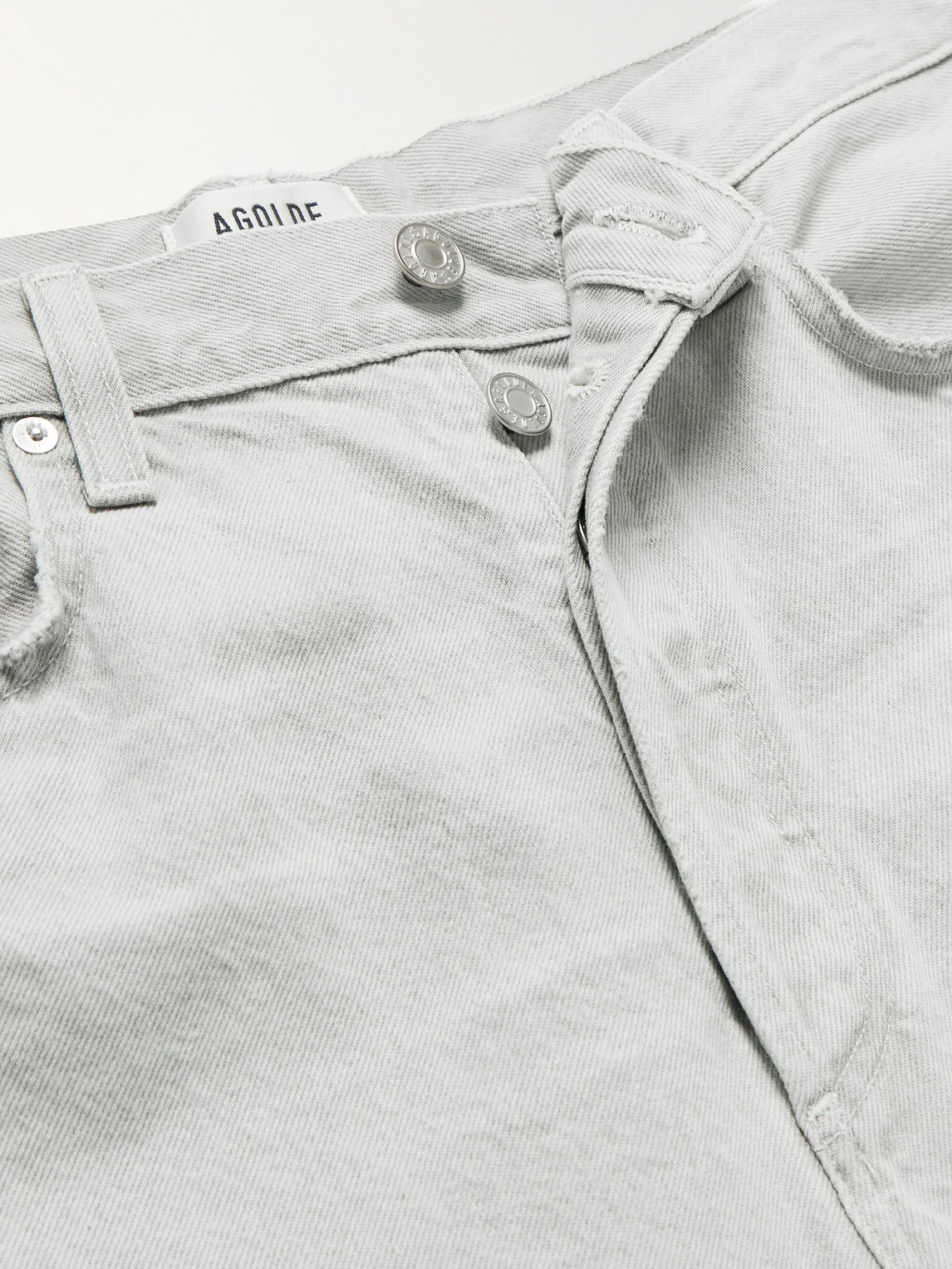 Agolde Anson Straight-leg Frayed Organic Denim Shorts In White