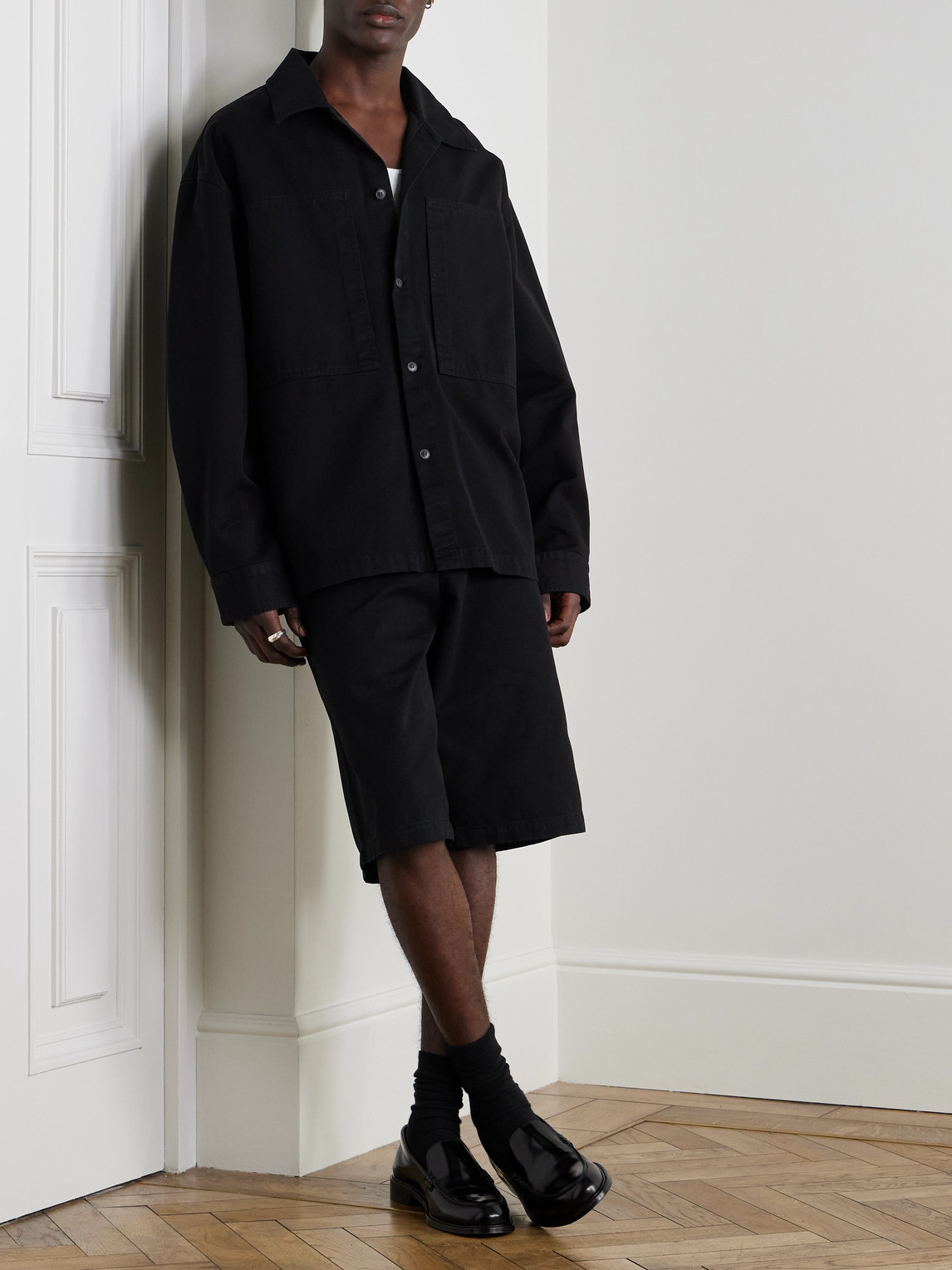 Agolde Rhode Cotton Overshirt In Black