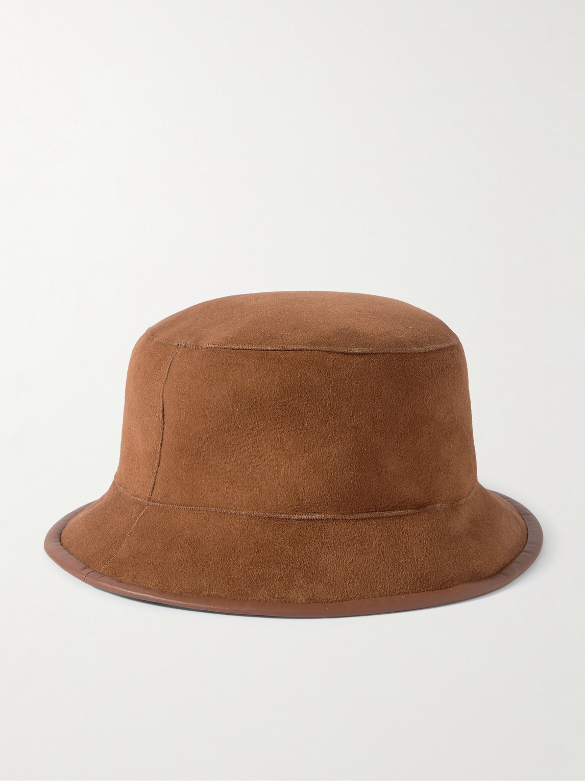 Loro Piana Lys Reversible Leather-trimmed Shearling Bucket Hat In Brown