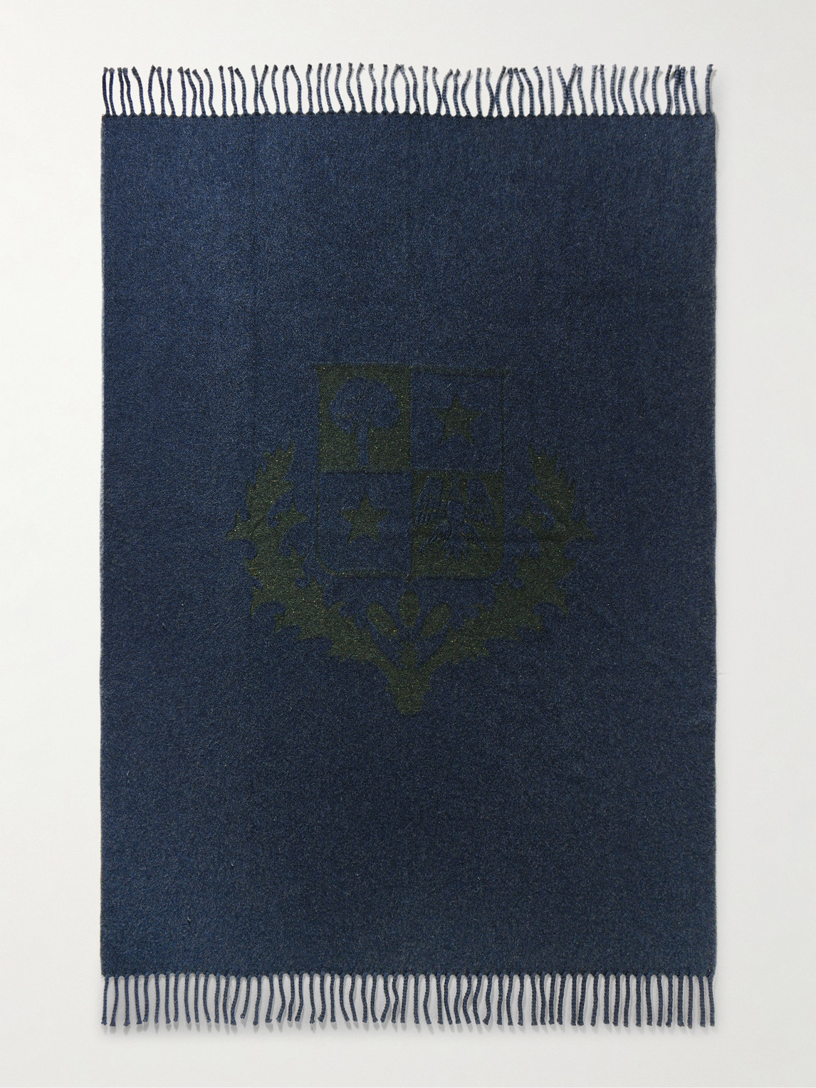  Loro Piana - Fringed Cashmere-jacquard Throw - Men - Blue 