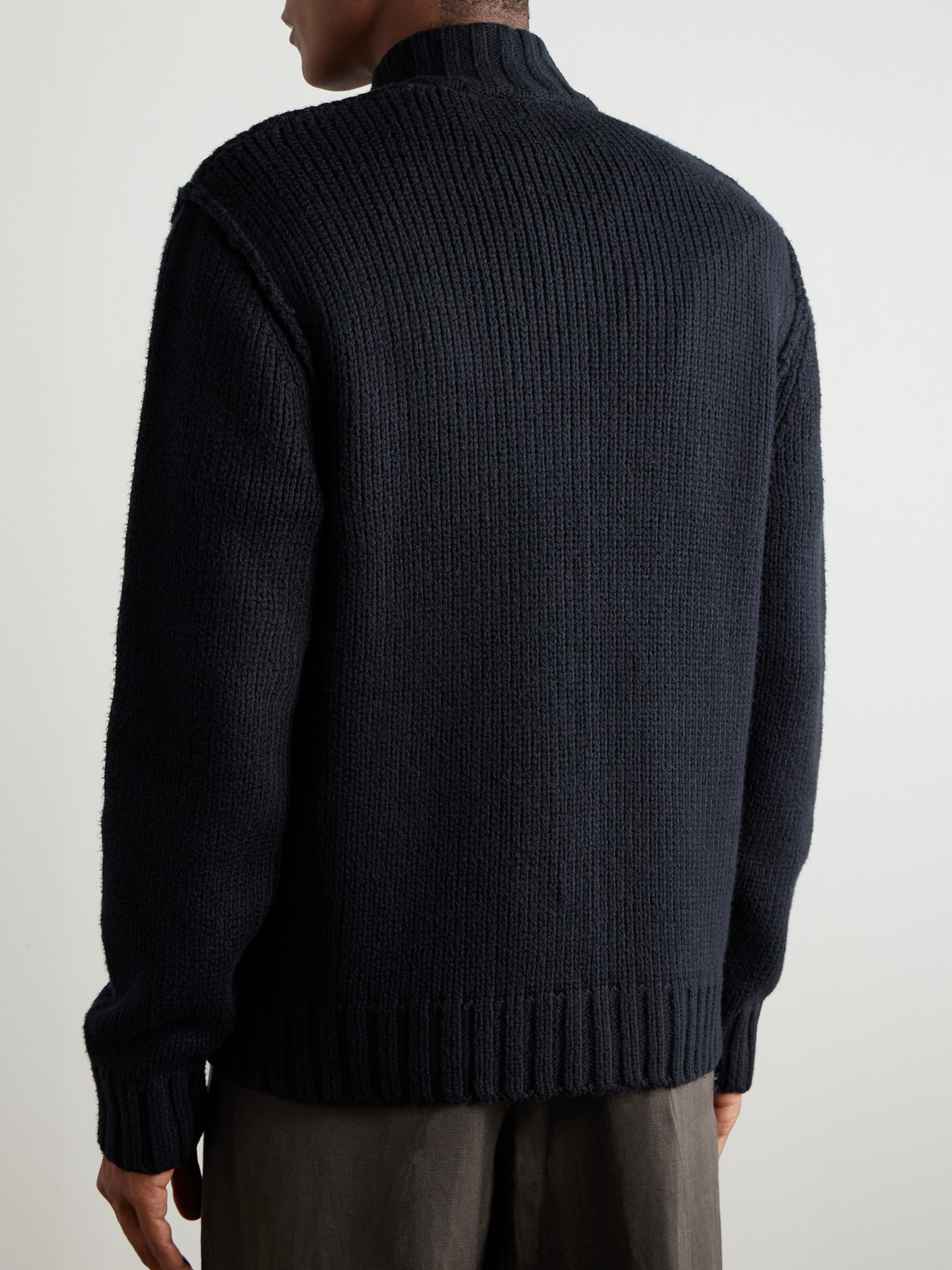 JAMES PERSE RIBBED COTTON-BLEND ZIP-UP SWEATER 