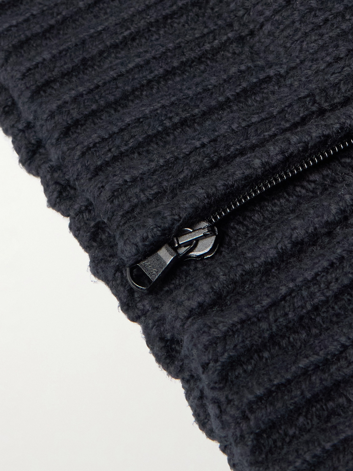 Shop James Perse Ribbed Cotton-blend Zip-up Sweater In Black
