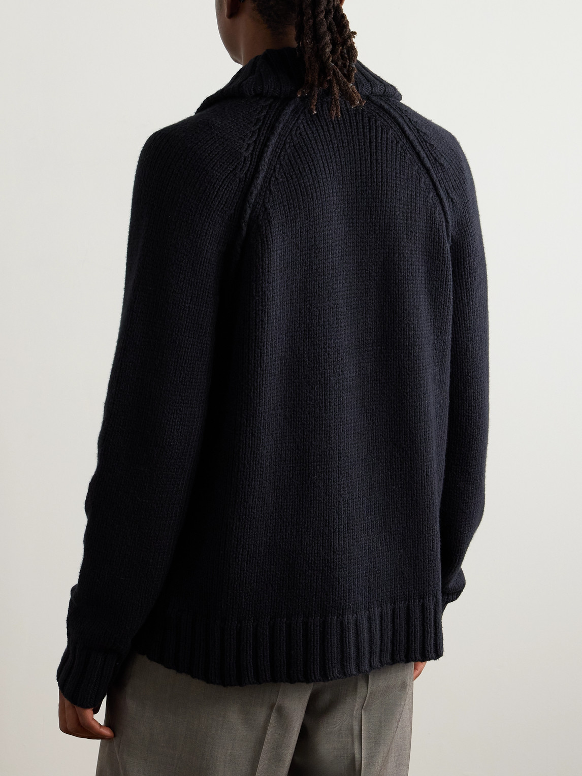 Shop James Perse Shawl-collar Cotton-blend Cardigan In Black