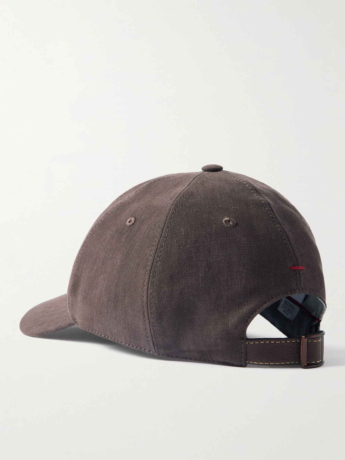 Brunello Cucinelli Men Linen Baseball Hat With Frontal Logo In Brown