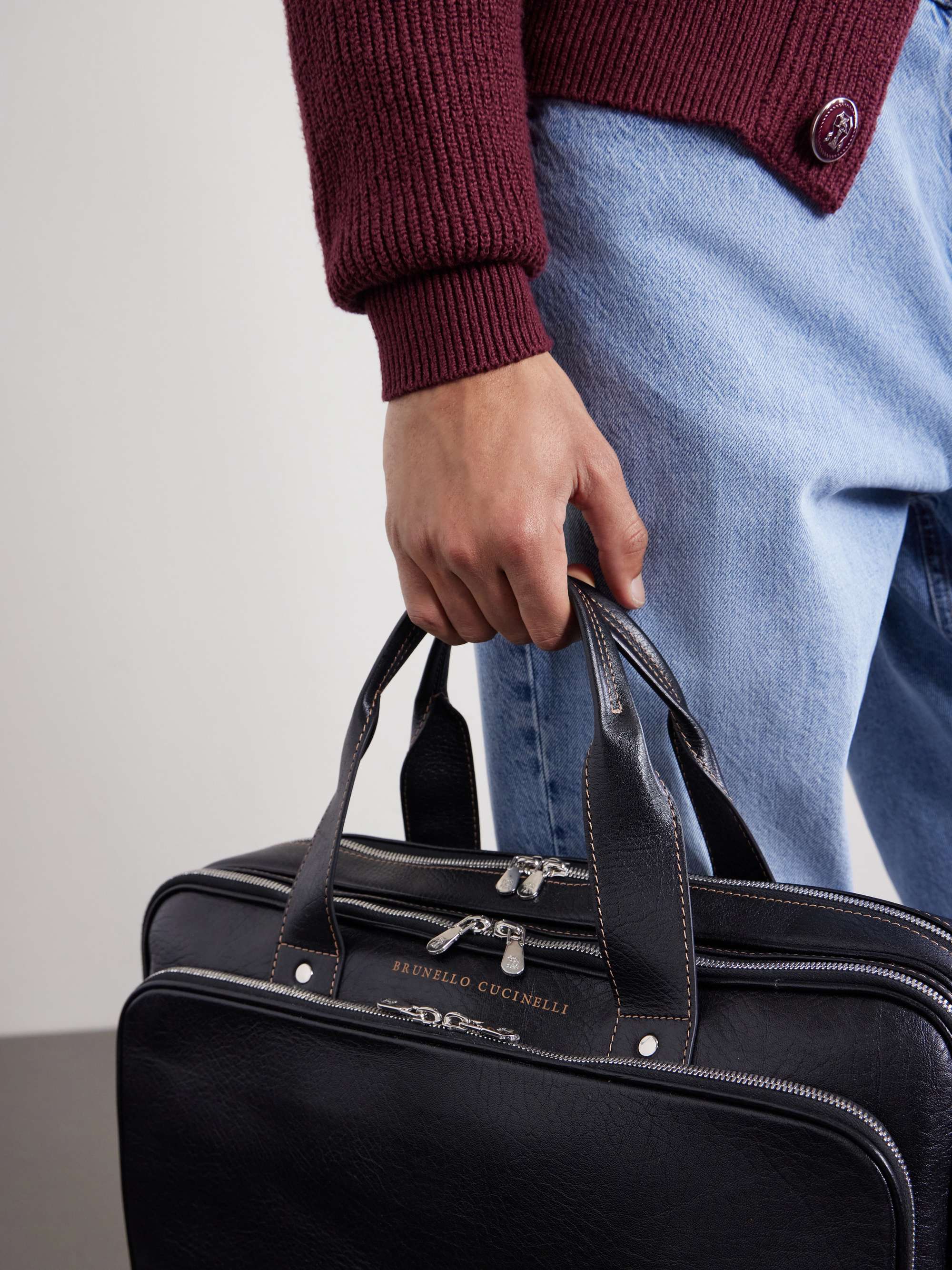 BRUNELLO CUCINELLI Textured-Leather Briefcase for Men | MR PORTER
