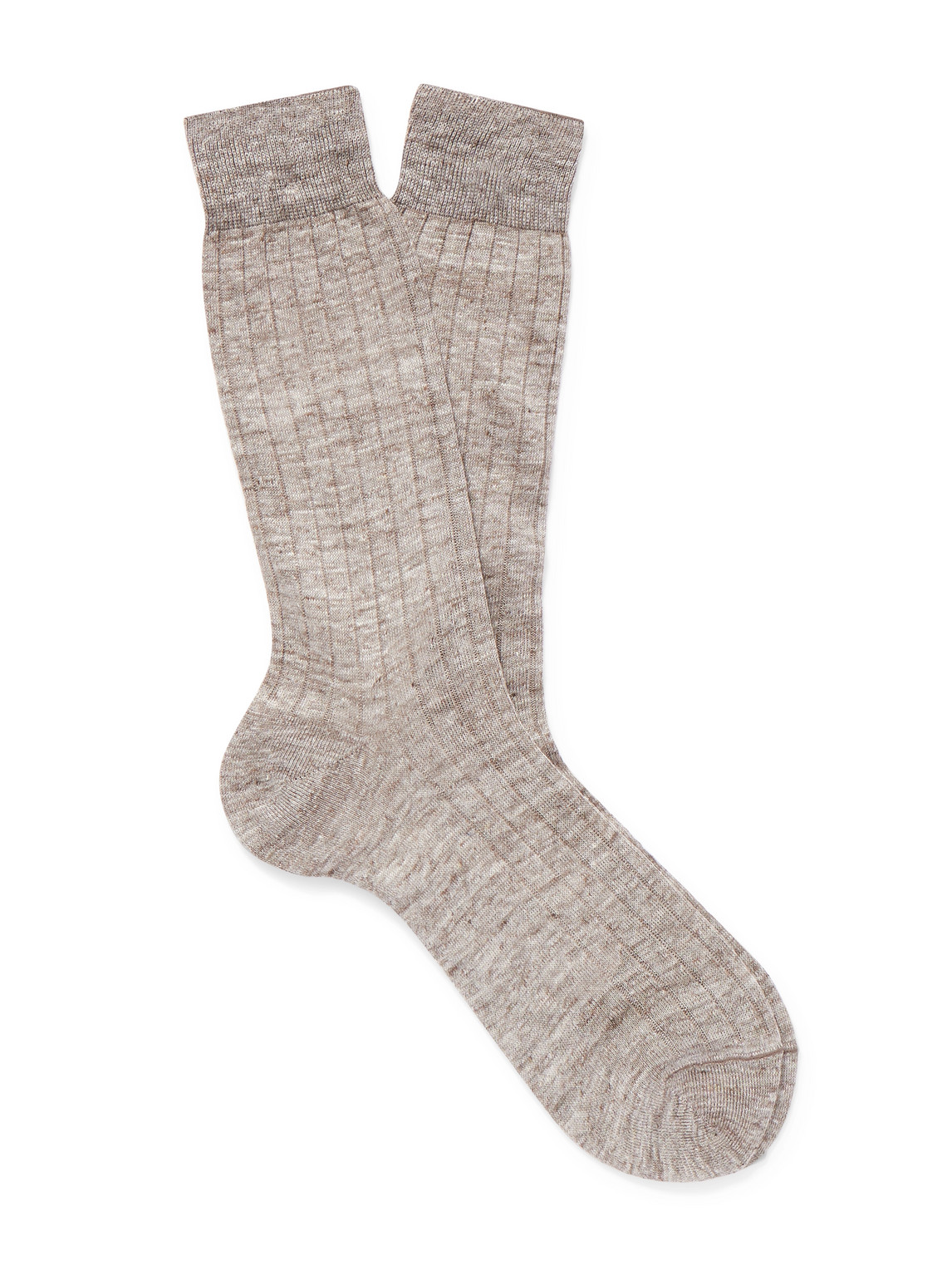 Dunhill Ribbed Linen-blend Socks In Brown