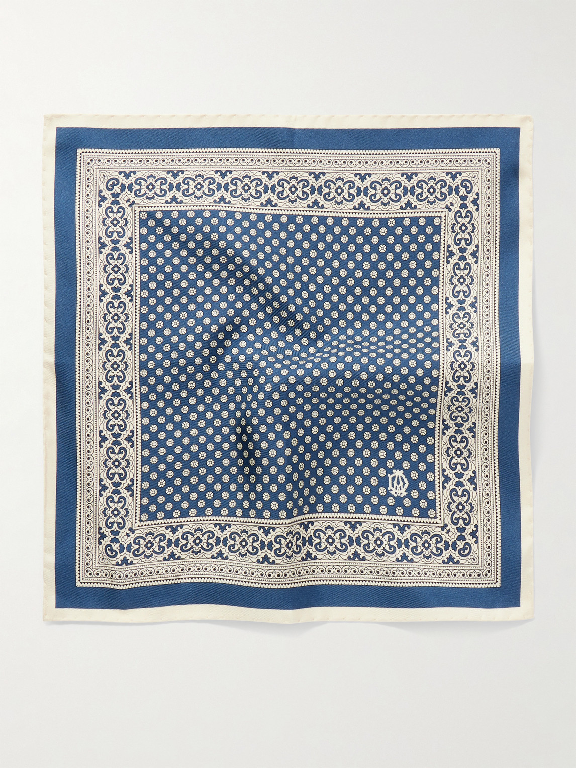 Dunhill Silk Medallion With Decorative Border Pocket Square