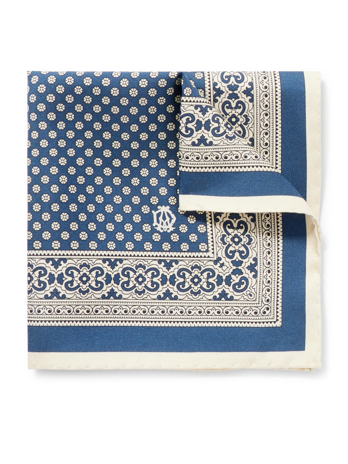 Dunhill Silk Medallion With Decorative Border Pocket Square