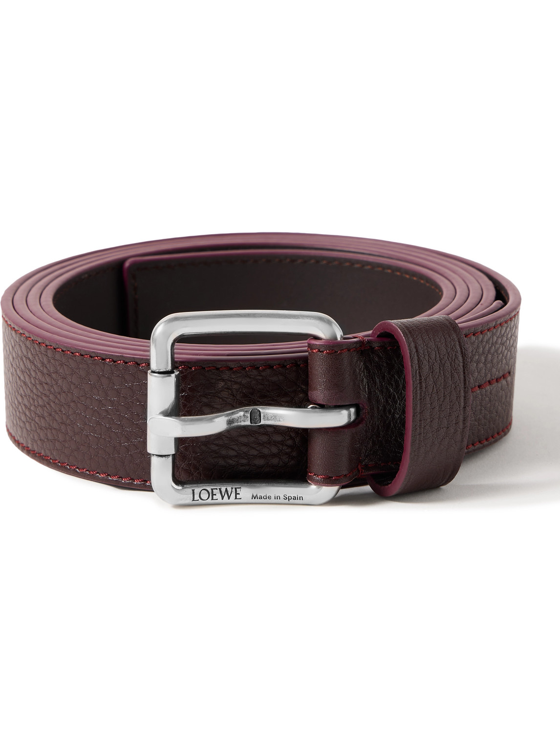 Loewe 3.5cm Full-grain Leather Belt In Burgundy