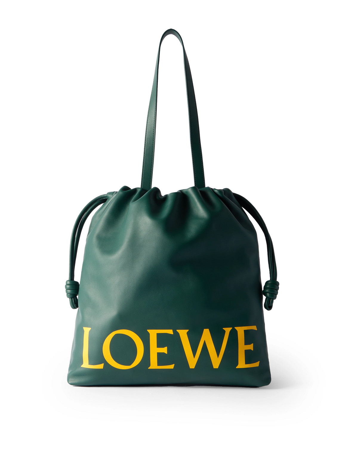 Loewe Flamenco Logo-print Leather Tote Bag In Green