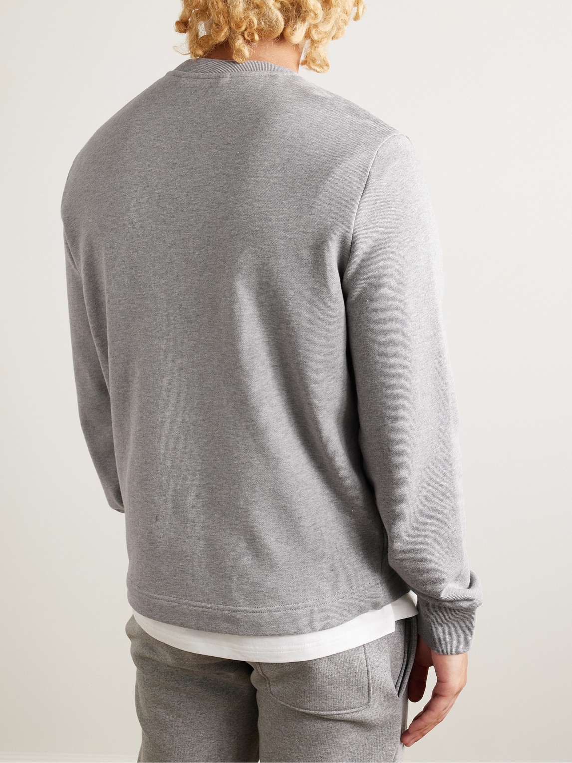 Moncler Logo-print Appliquéd Cotton-jersey Sweatshirt In Gray