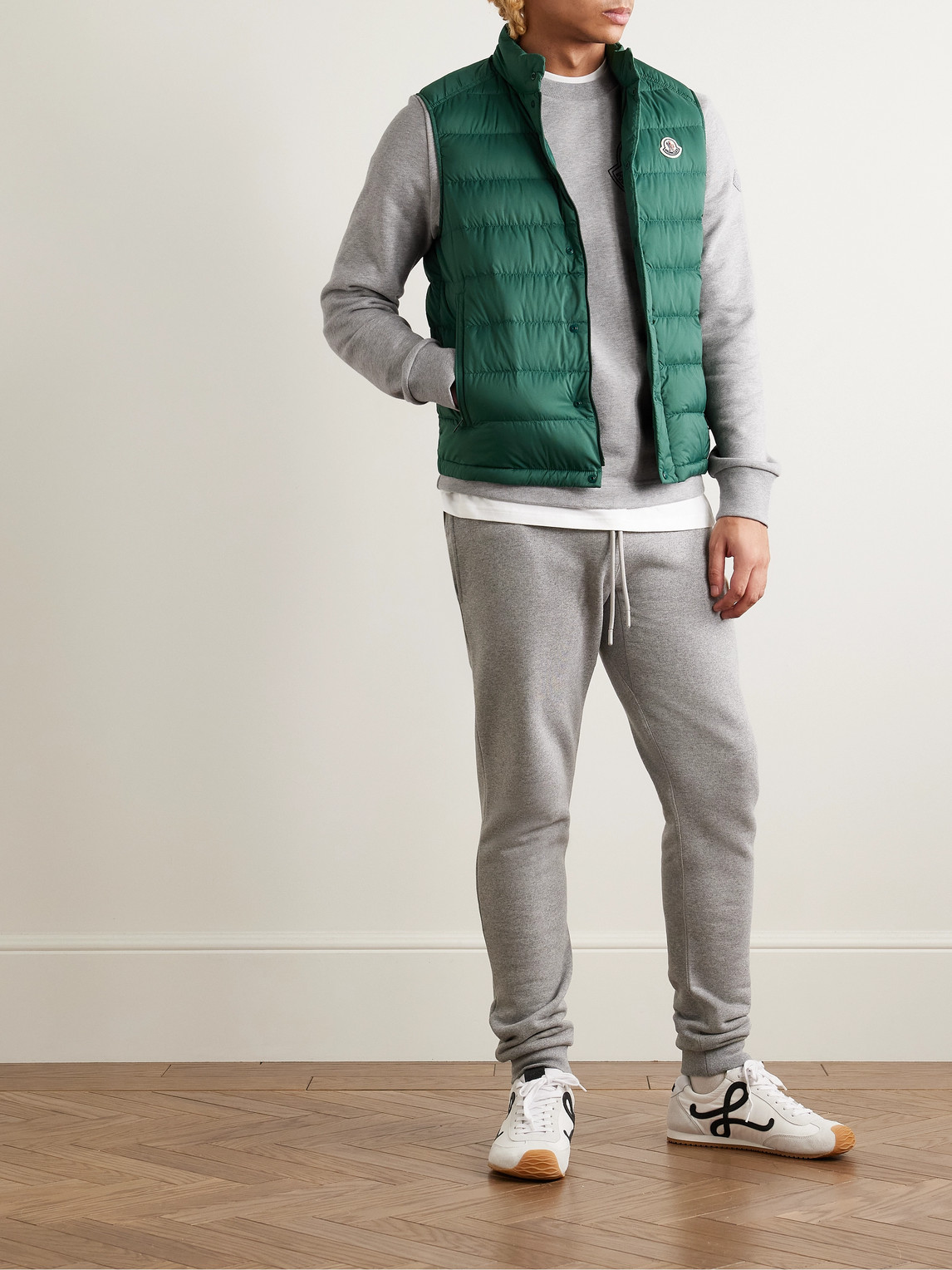 Moncler Logo-print Appliquéd Cotton-jersey Sweatshirt In Gray