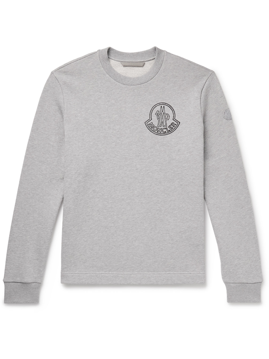 Moncler Logo-print Appliquéd Cotton-jersey Sweatshirt In Gray