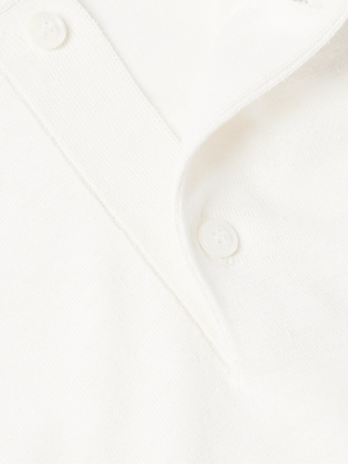Moncler Logo-appliquéd Silk And Linen-blend Polo Shirt In White