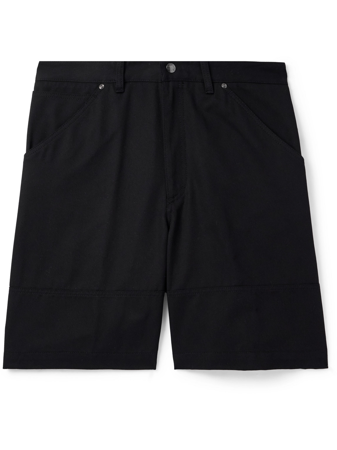 Moncler Wide-leg Logo-appliquéd Cotton-twill Shorts In Black