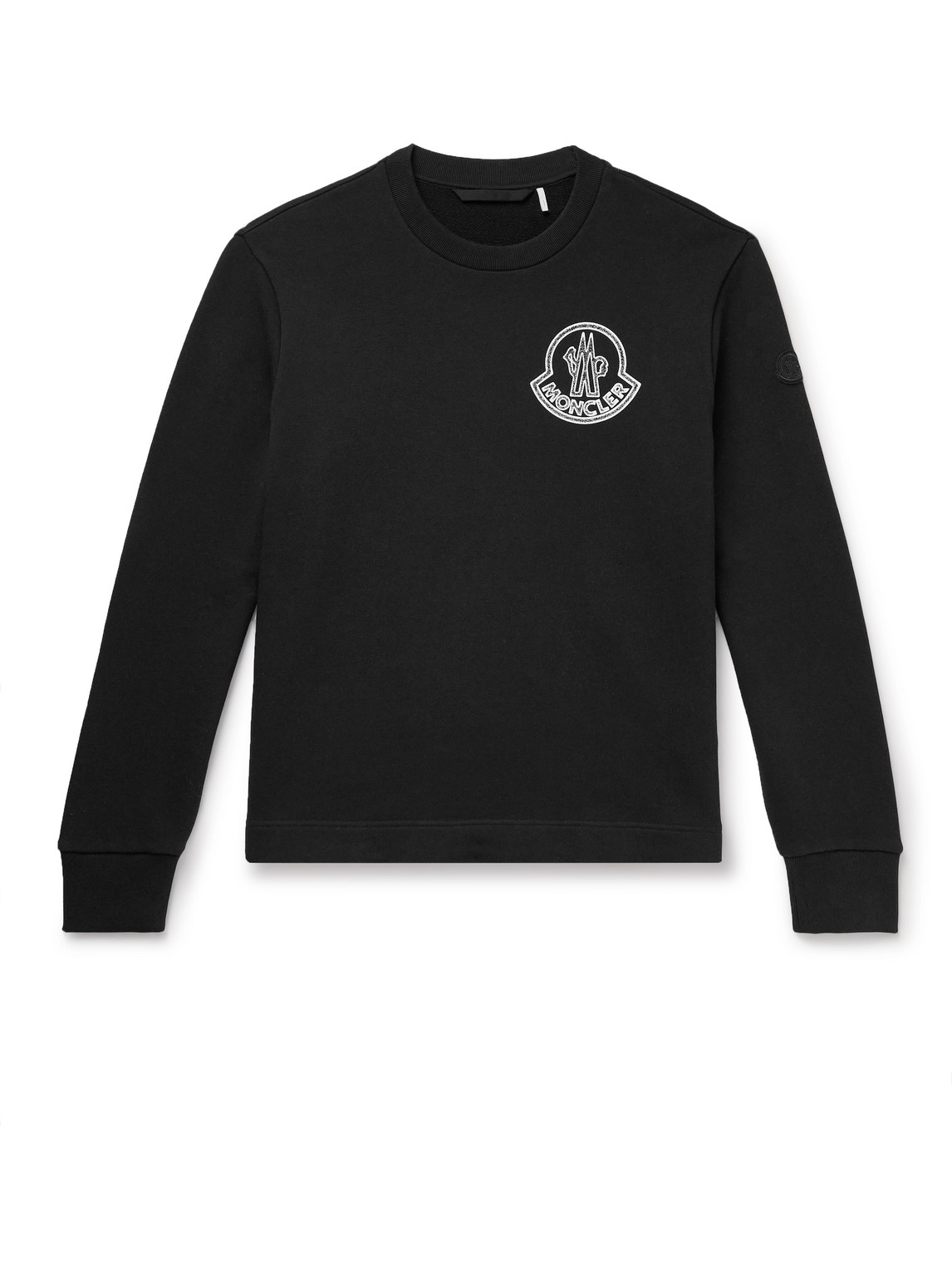 Moncler Logo-print Appliquéd Cotton-jersey Sweatshirt In Black