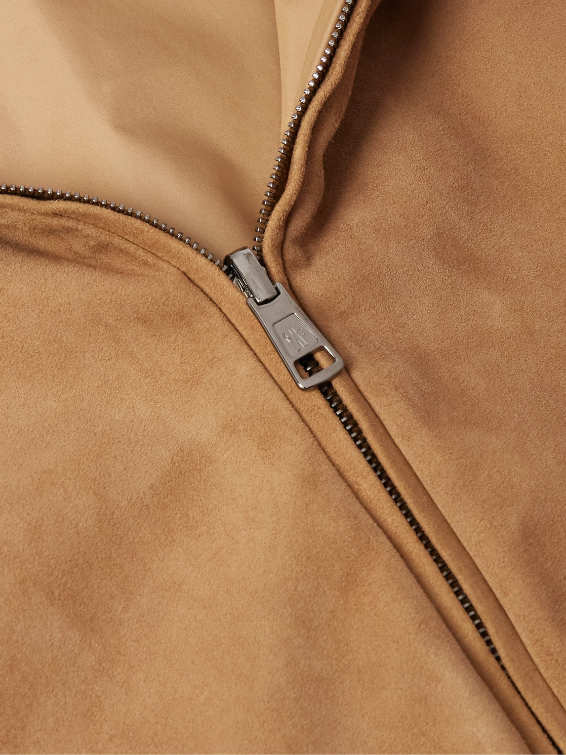 Moncler Turbat Logo-appliquéd Reversible Suede And Airsoft Shell Jacket In Brown