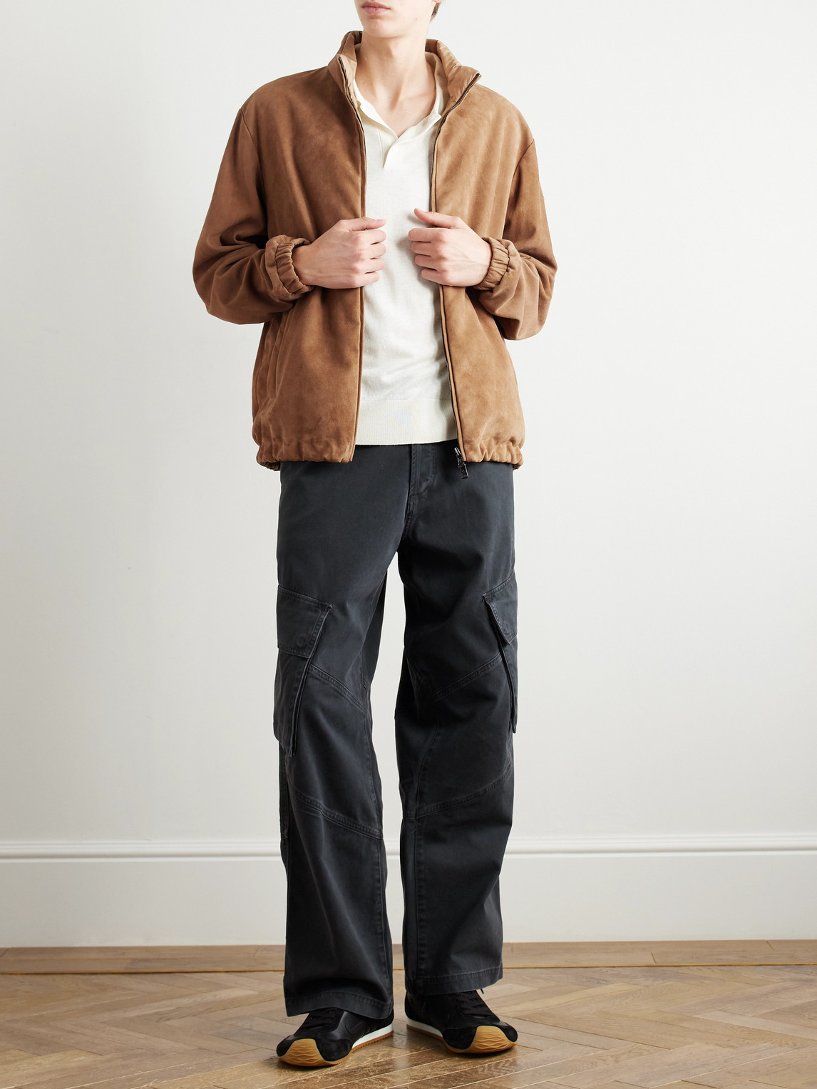 Moncler Turbat Logo-appliquéd Reversible Suede And Airsoft Shell Jacket In Brown