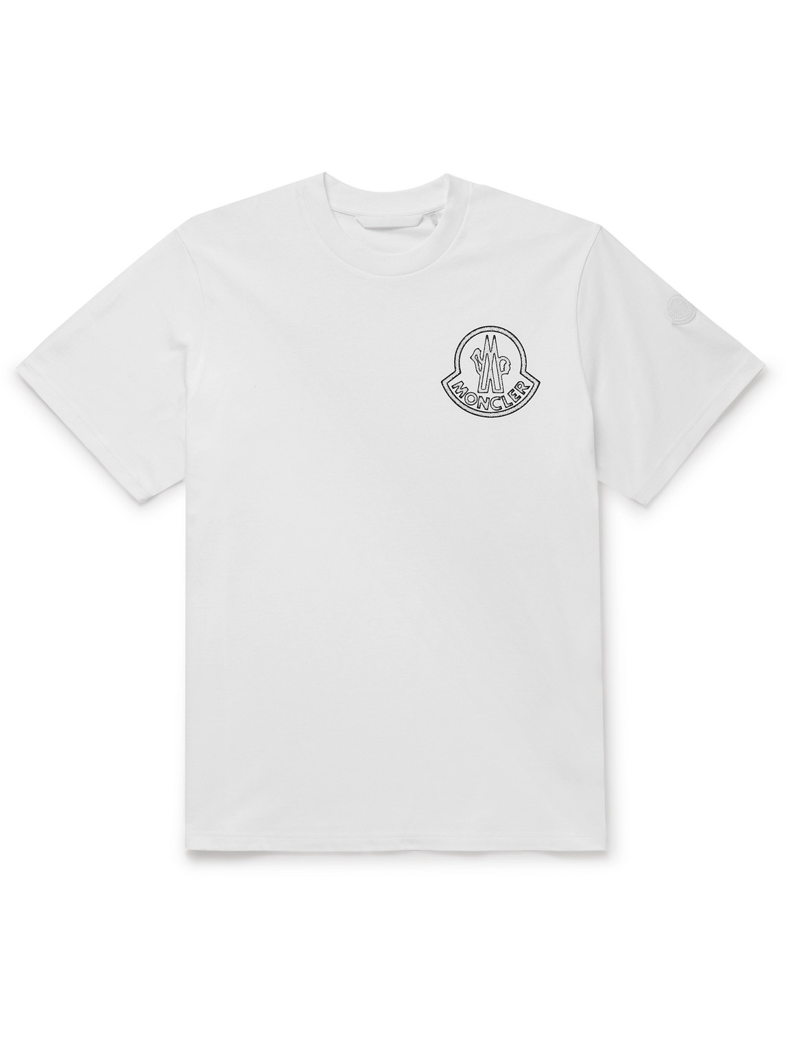 Moncler Logo-print Appliquéd Cotton-jersey T-shirt In White