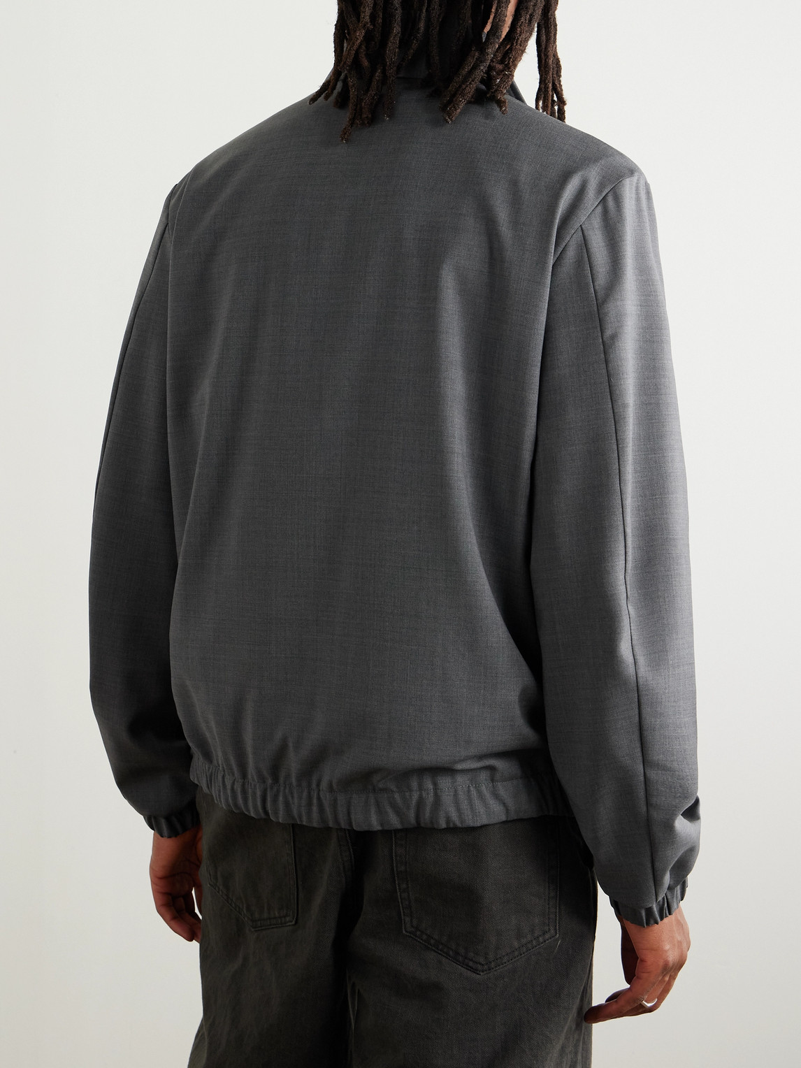 Moncler Cuffed High Collar Jacket In Gray