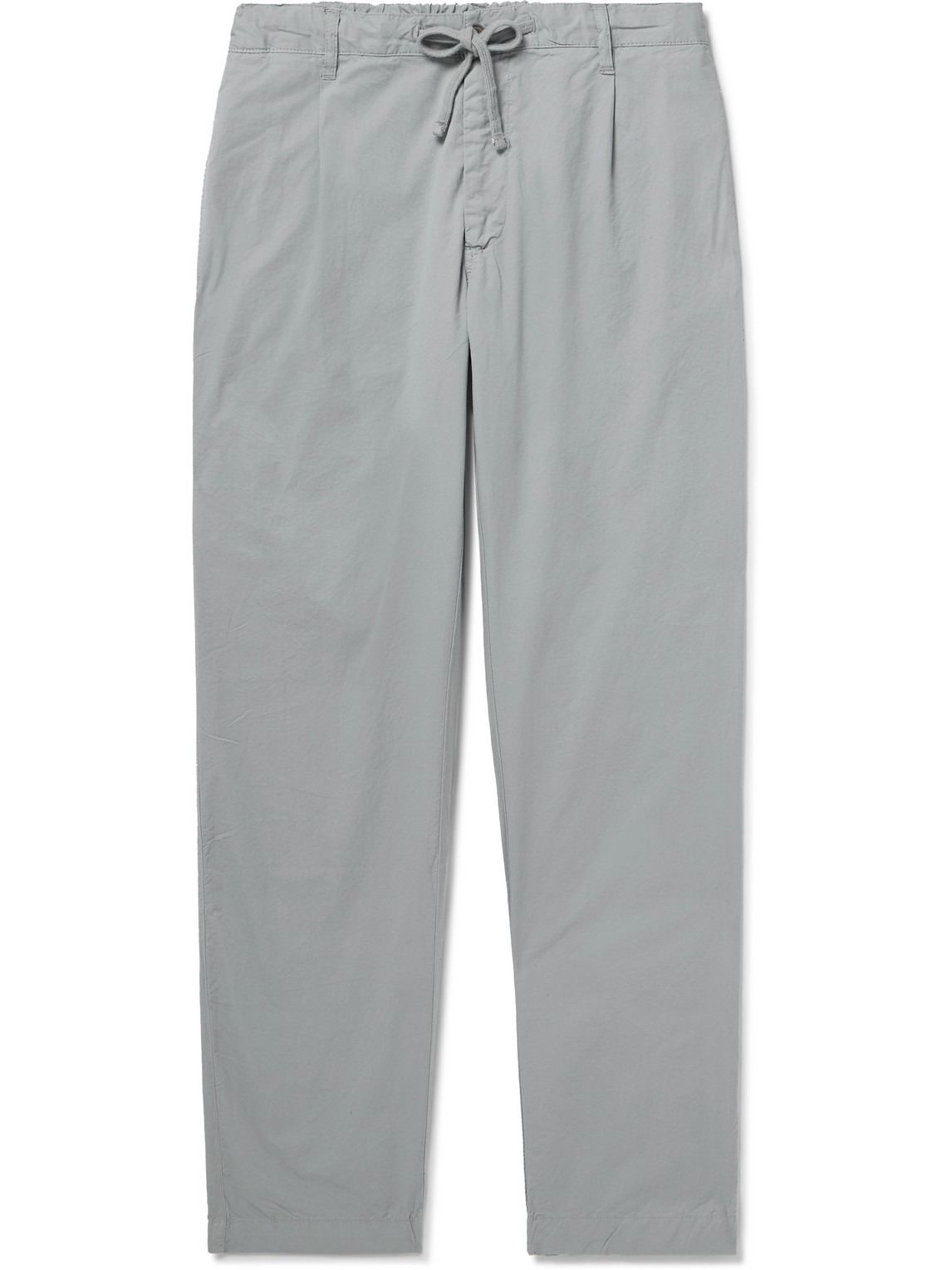 Hartford Tanker Slim-fit Straight-leg Cotton Drawstring Trousers In Gray