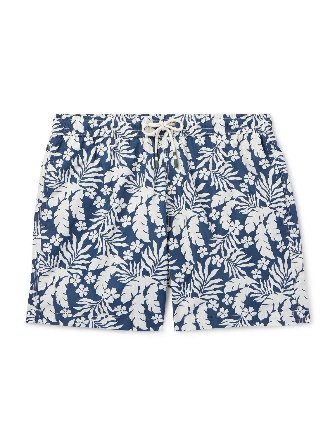 Hartford Straight-leg Mid-length Floral-print Swim Shorts In Blue