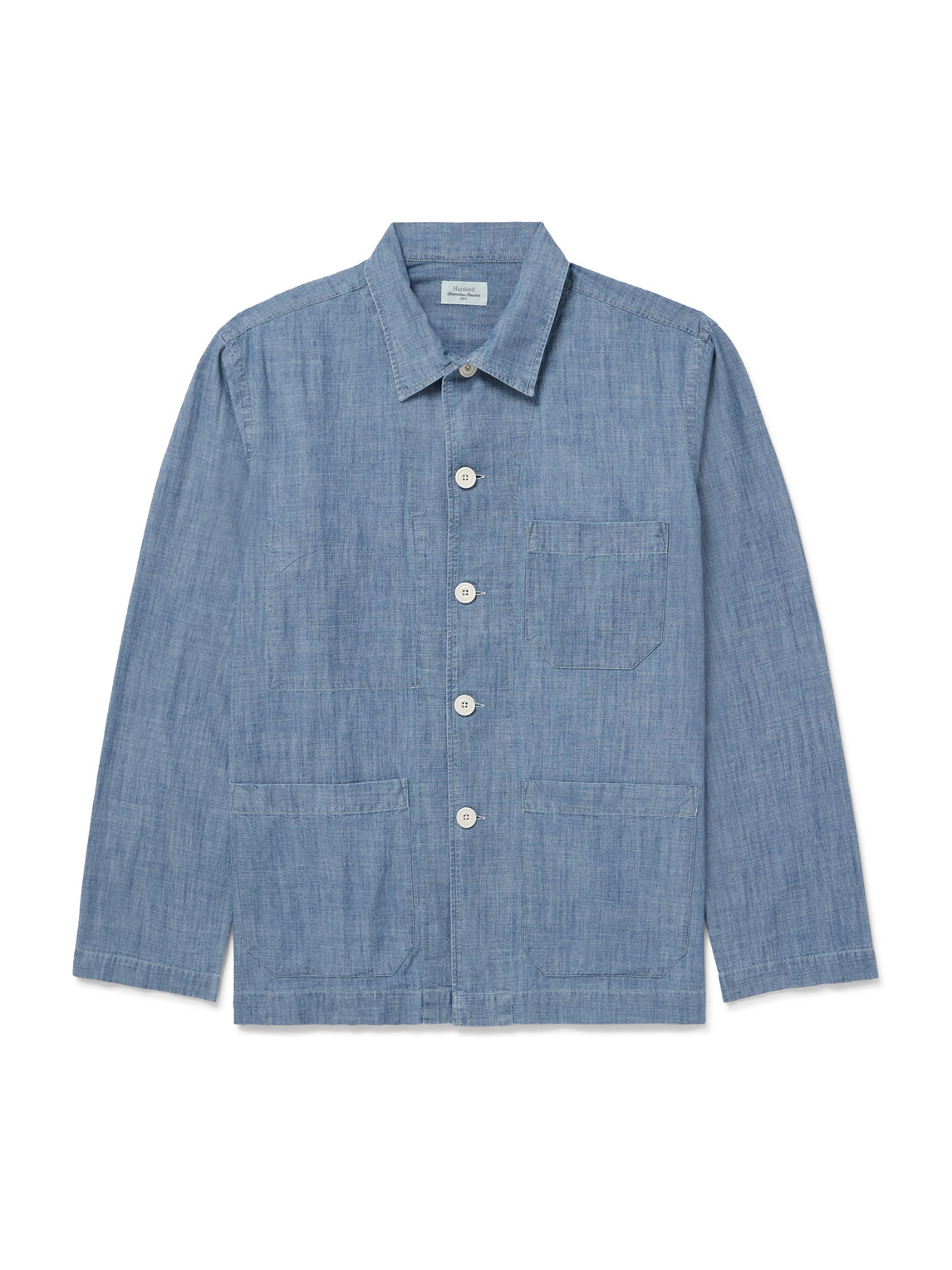 Hartford Perry Cotton-chambray Overshirt In Blue