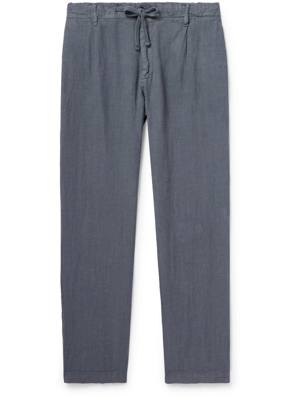 Hartford Tanker Tapered Linen Drawstring Trousers In Gray
