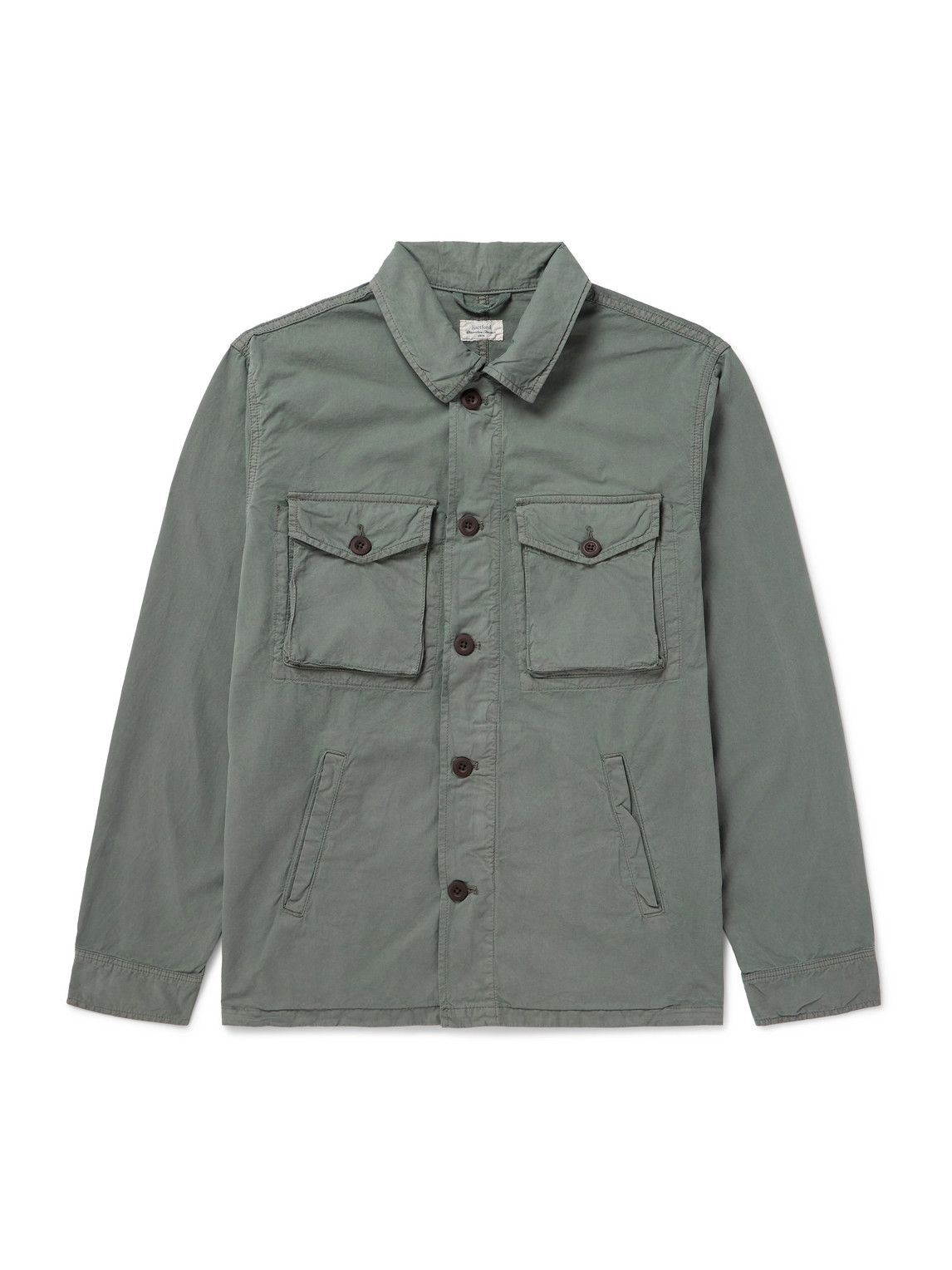 Hartford Jonah Cotton-drill Overshirt In Green