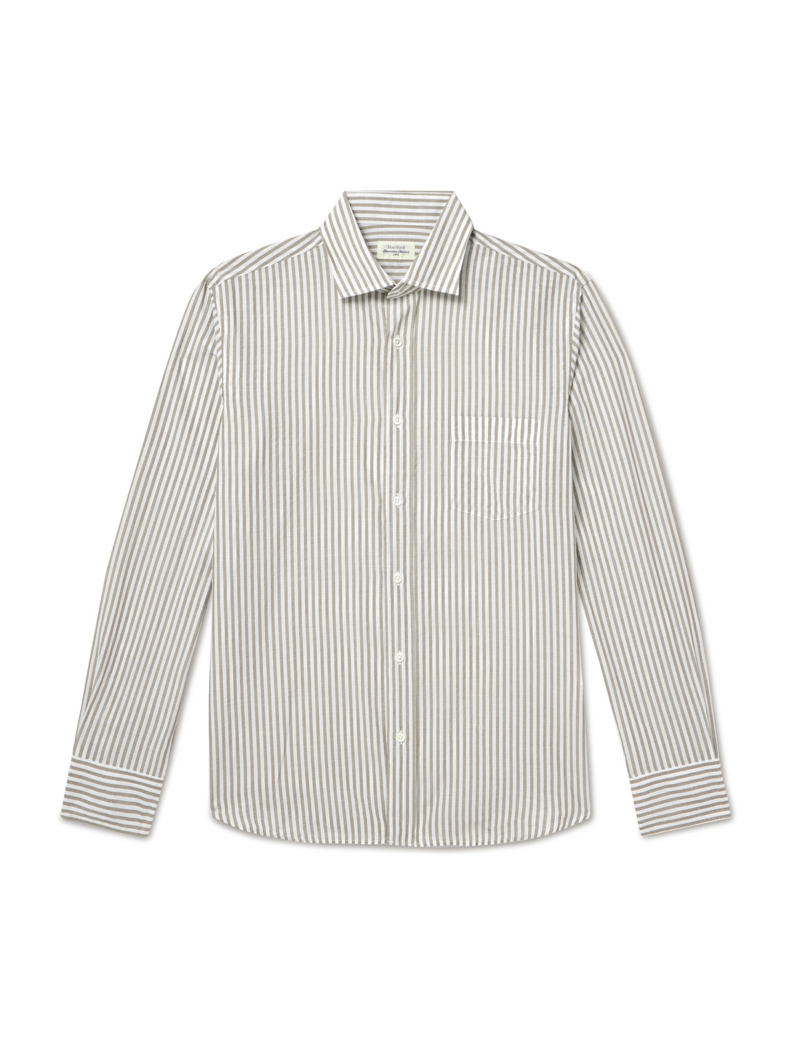 Hartford Paul Striped Cotton Shirt In Green