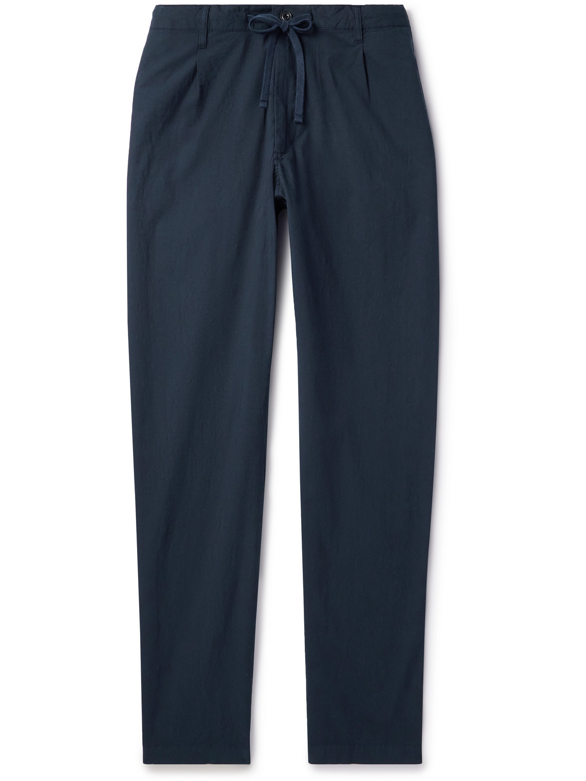 Hartford Tanker Straight-leg Pleated Stretch-cotton Drawstring Trousers In Blue