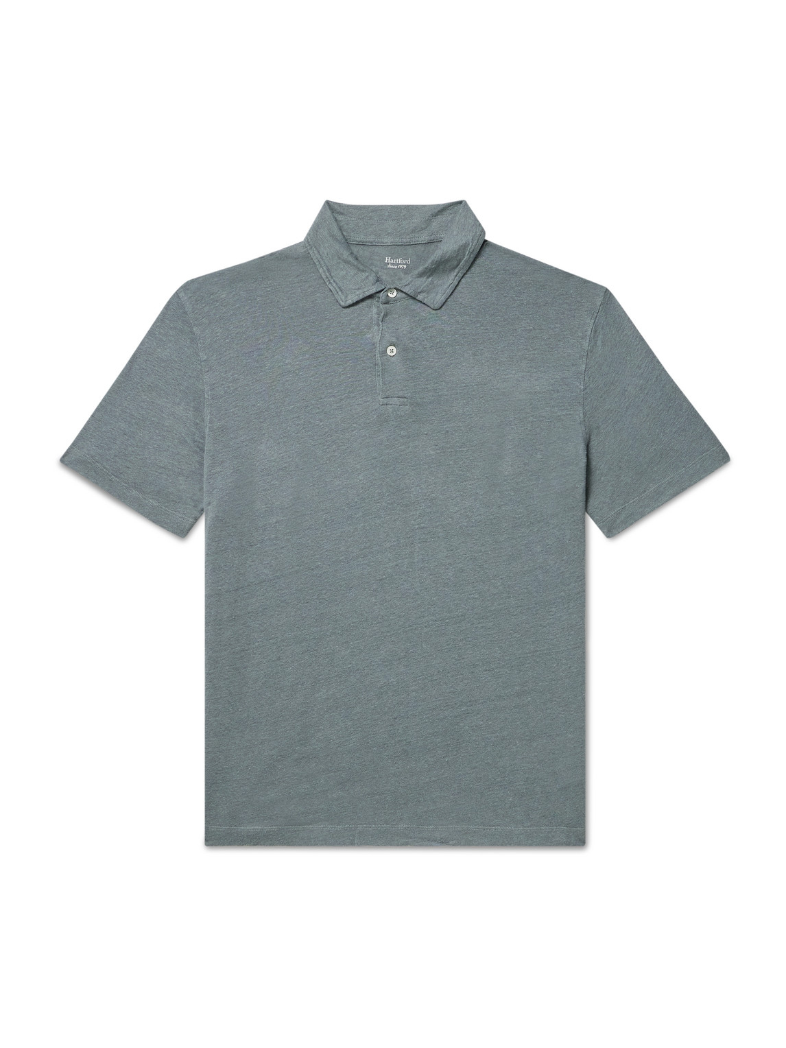 Hartford Garment-dyed Linen Polo Shirt In Green