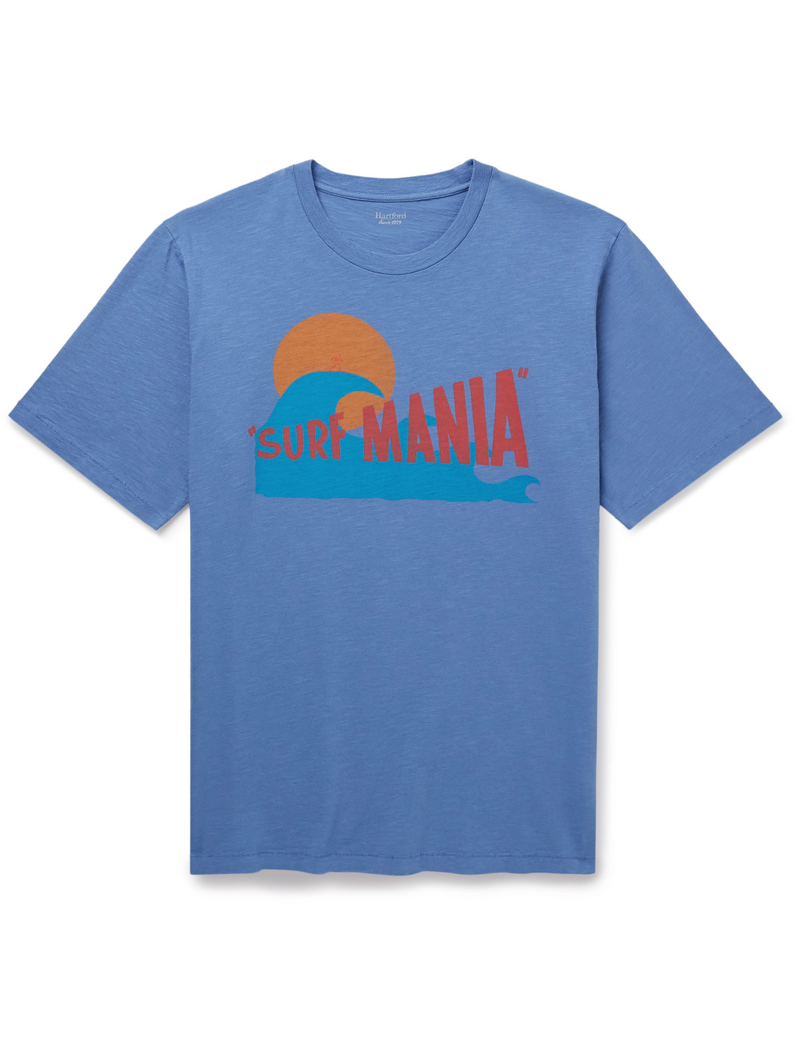 Hartford Surf Mania Printed Garment-dyed Cotton-jersey T-shirt In Blue