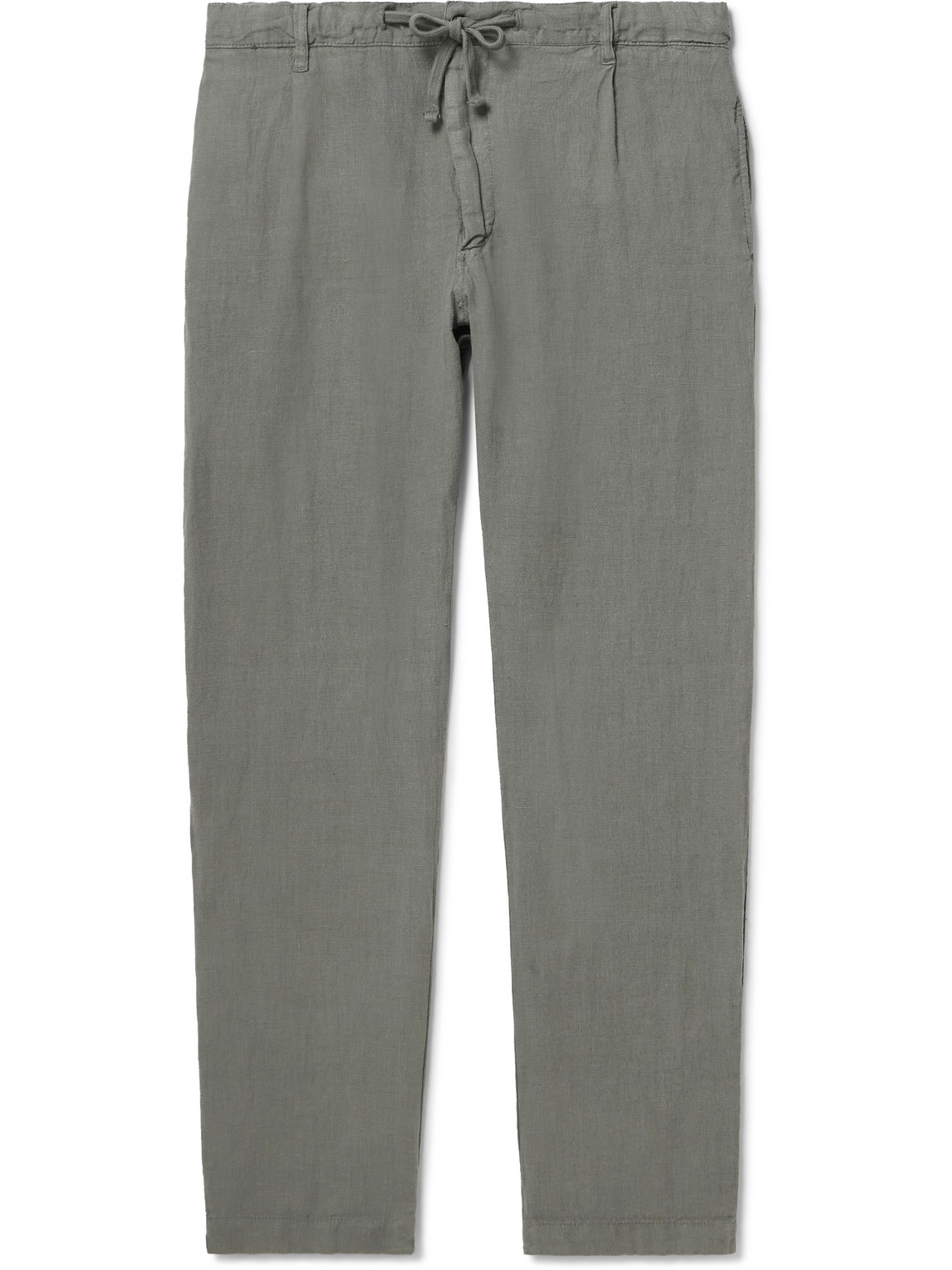 Hartford Tanker Tapered Linen Drawstring Trousers In Green