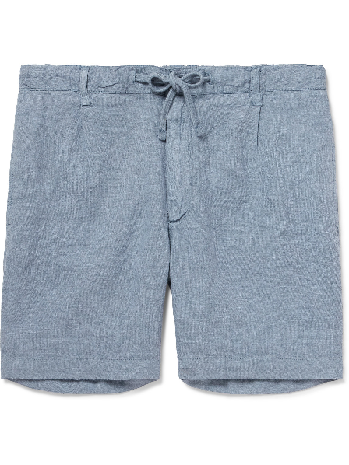 Hartford Tank Straight-leg Linen Drawstring Shorts In Blue