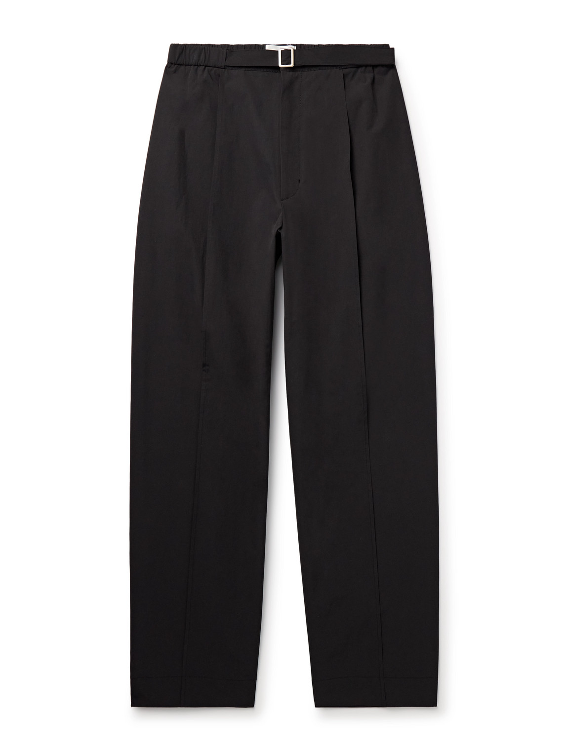 Straight-Leg Belted Pleated Poplin Trousers