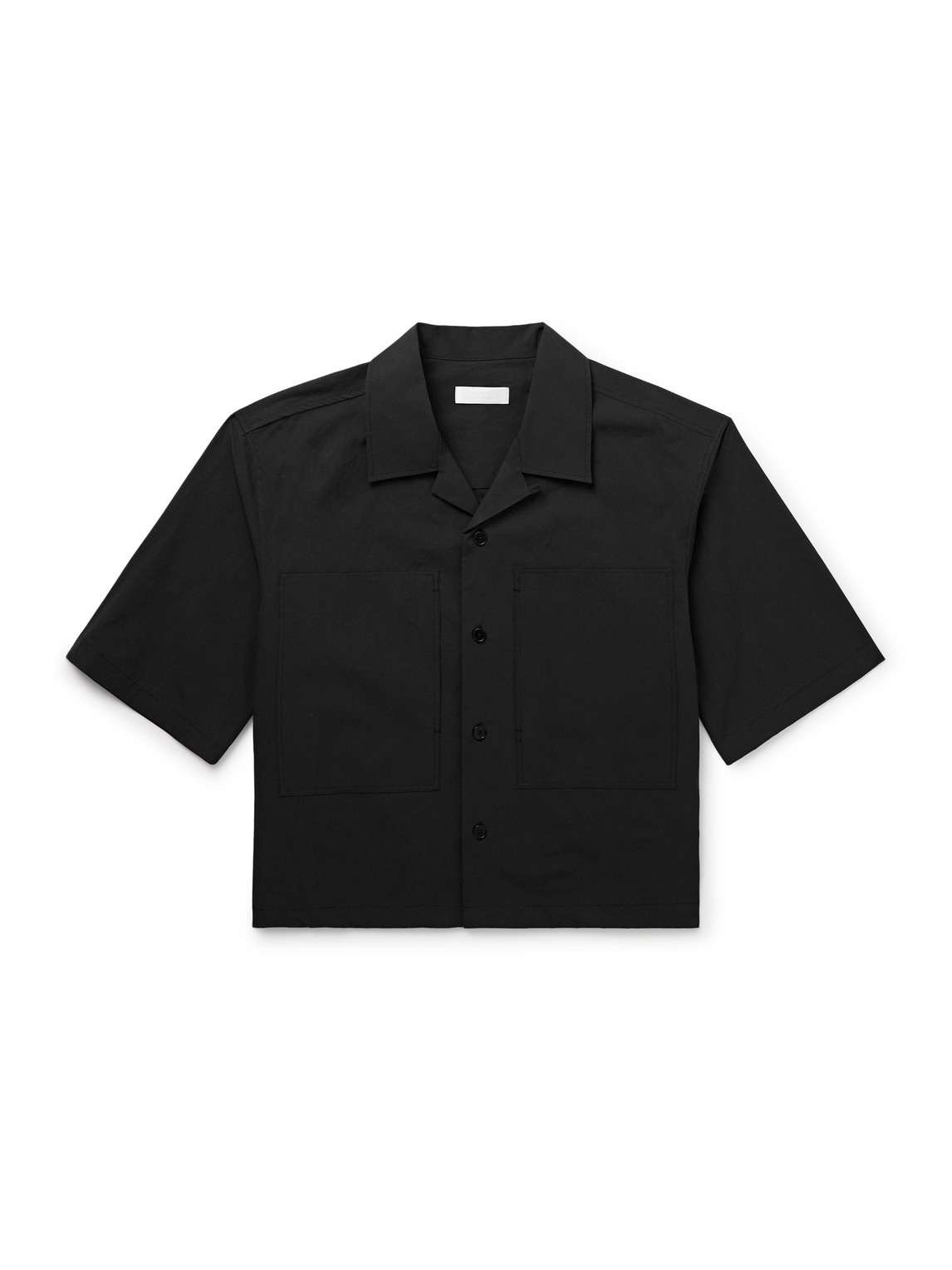 Cropped Convertible-Collar Poplin Shirt