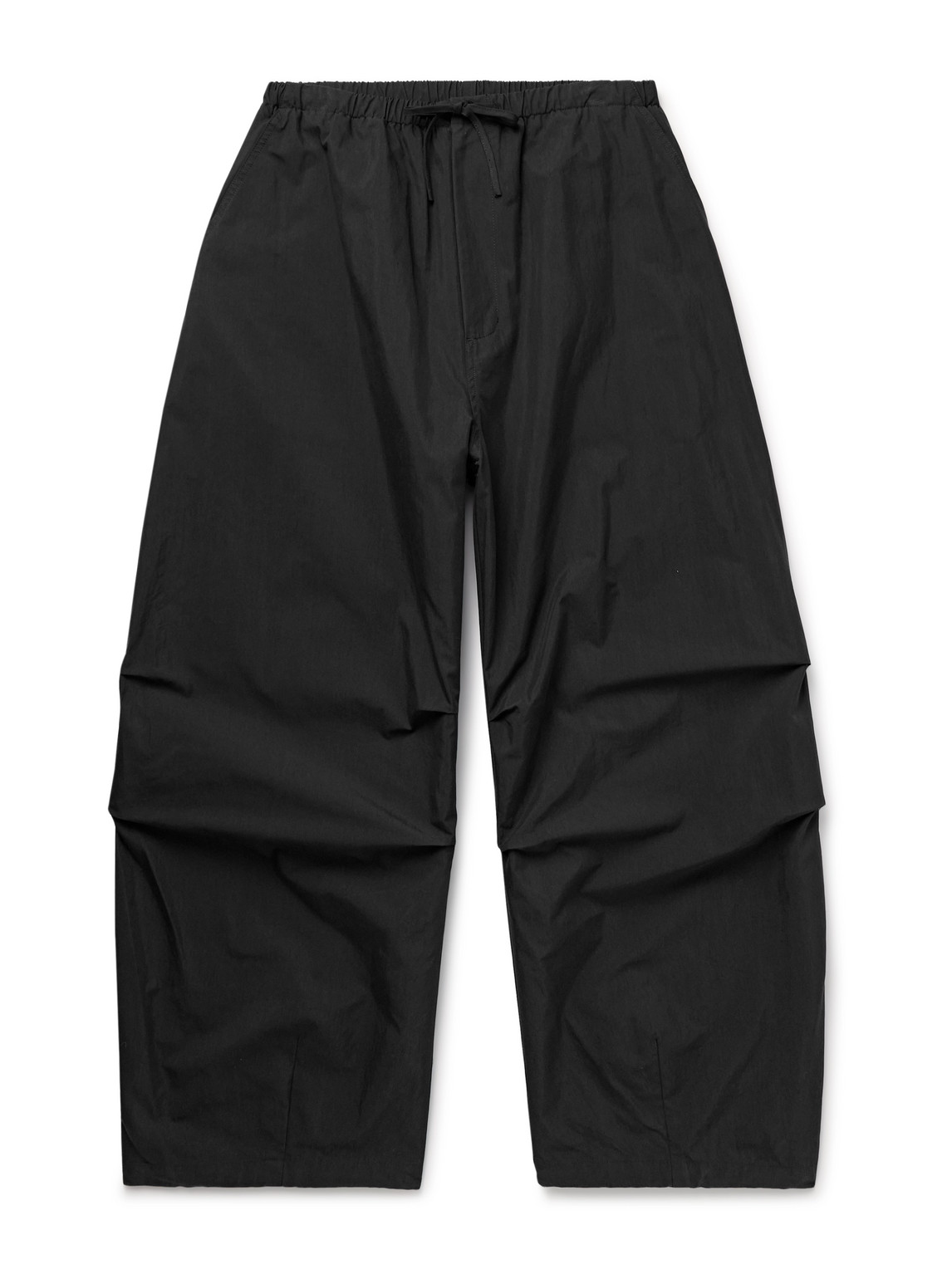 Wide-Leg Cotton-Blend Twill Drawstring Trousers