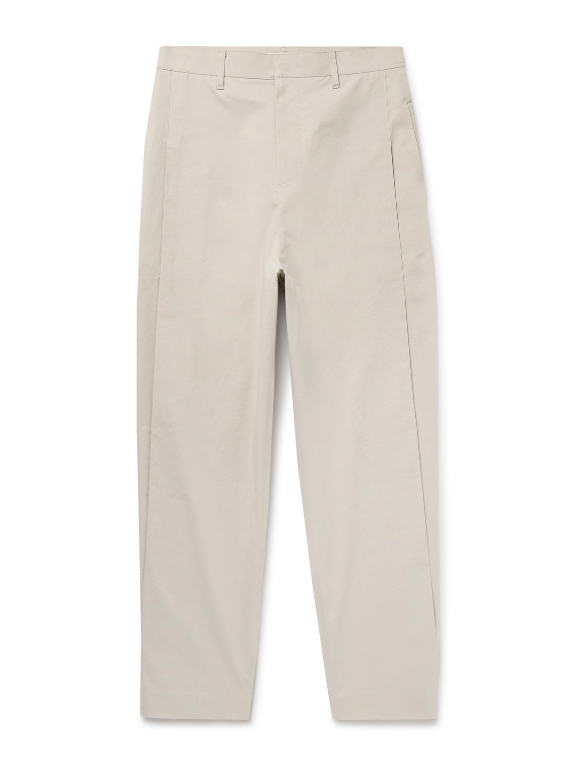 Straight-Leg Pleated Cotton-Blend Poplin Trousers